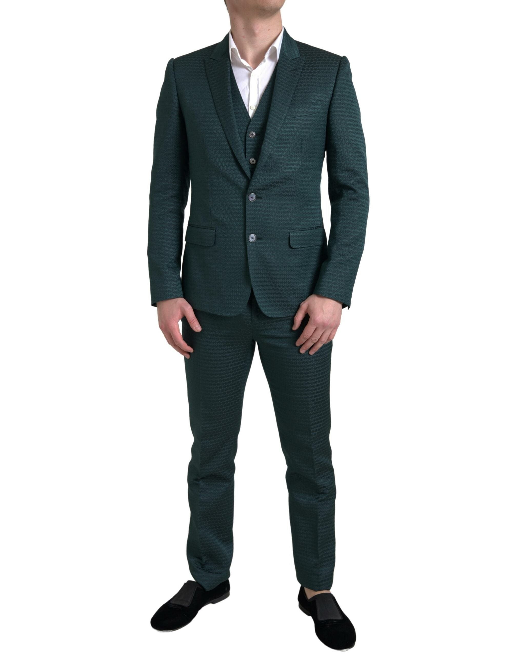 Traje MARTINI de tres piezas de botonadura sencilla verde de Dolce & Gabbana-1