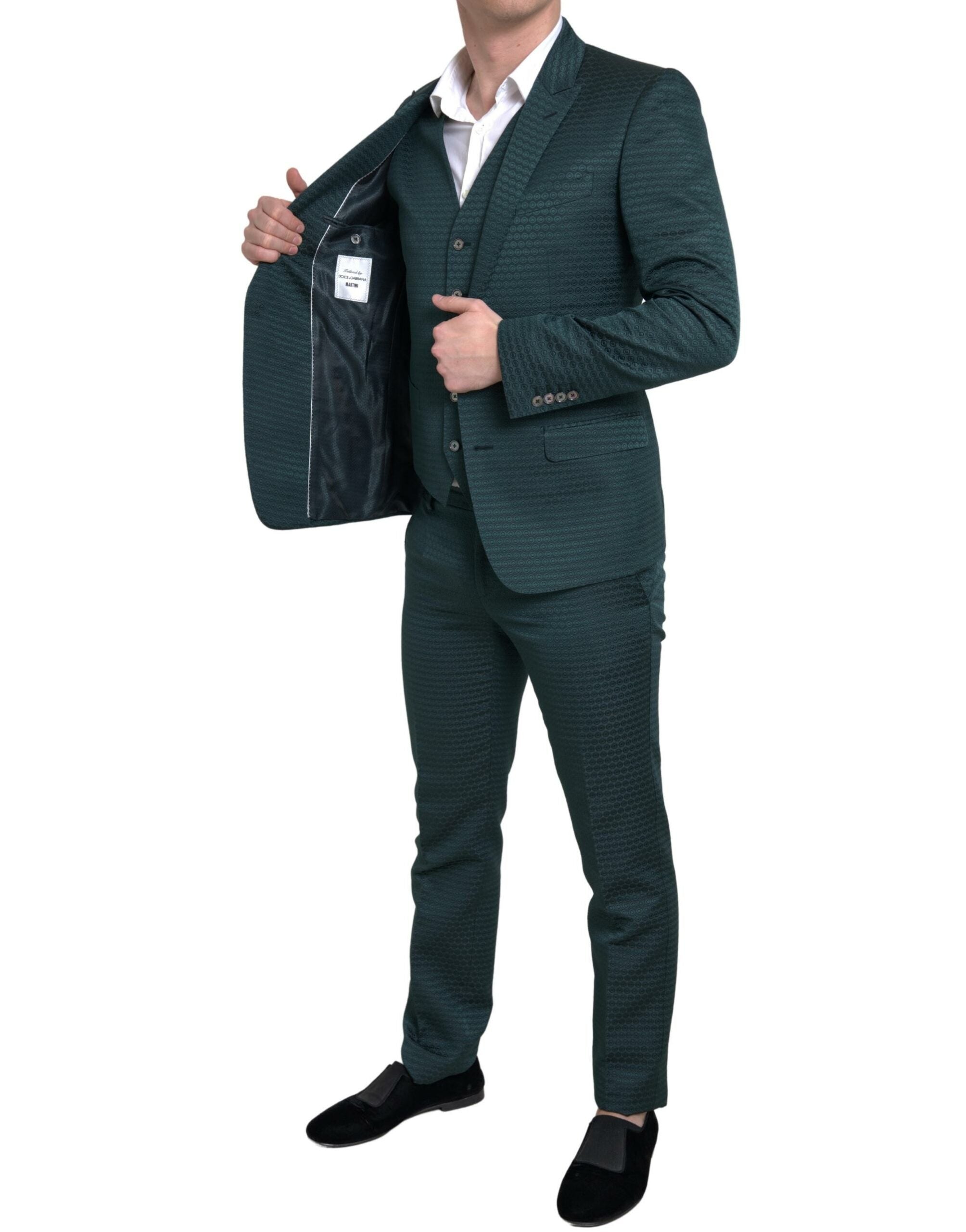 Traje MARTINI de tres piezas de botonadura sencilla verde de Dolce & Gabbana-4