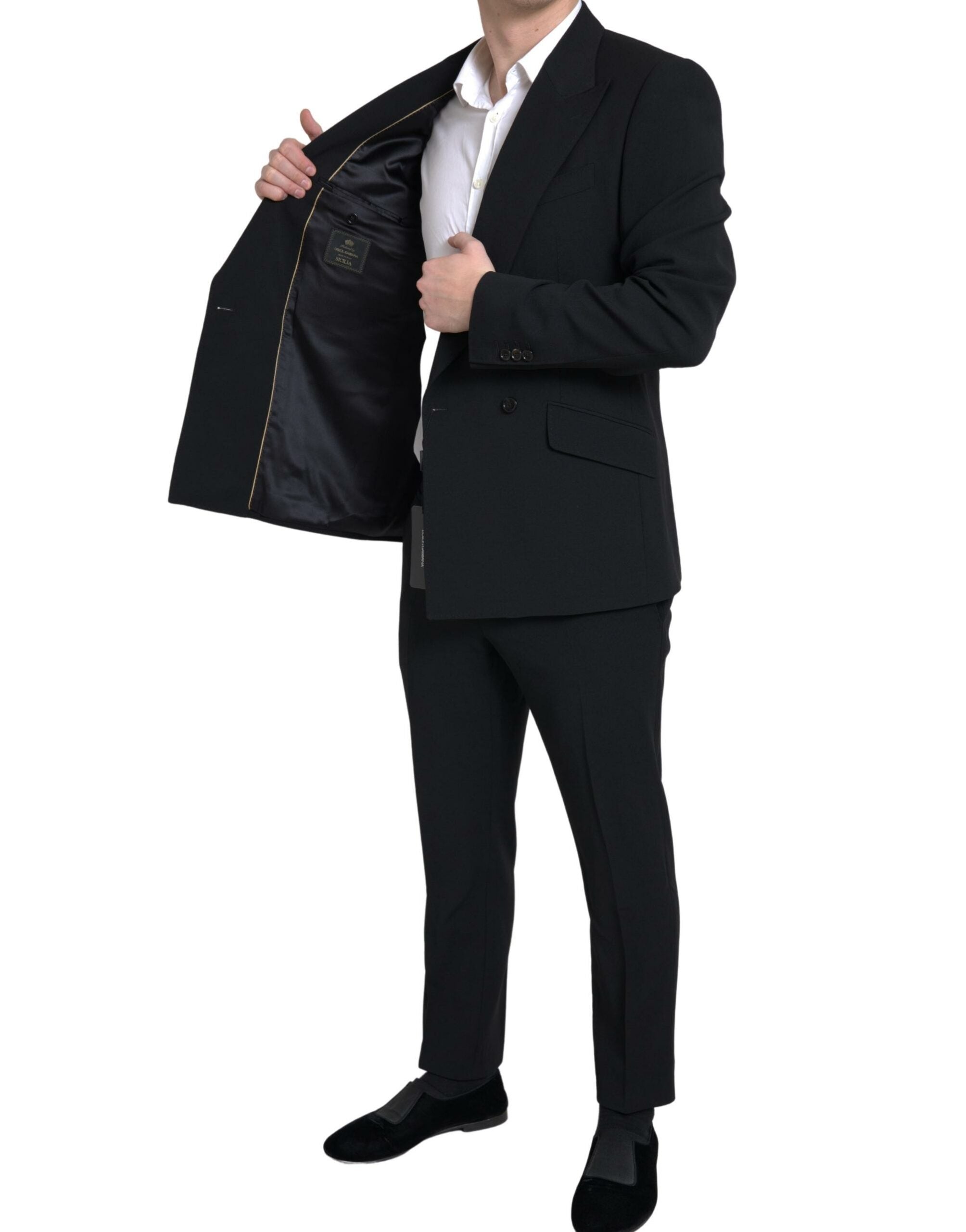 Traje cruzado de dos piezas negro SICILIA de Dolce & Gabbana-4