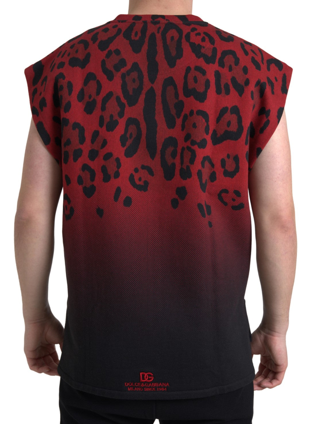 Dolce & Gabbana Red Leopard Cotton Sleeveless Tank Top-4