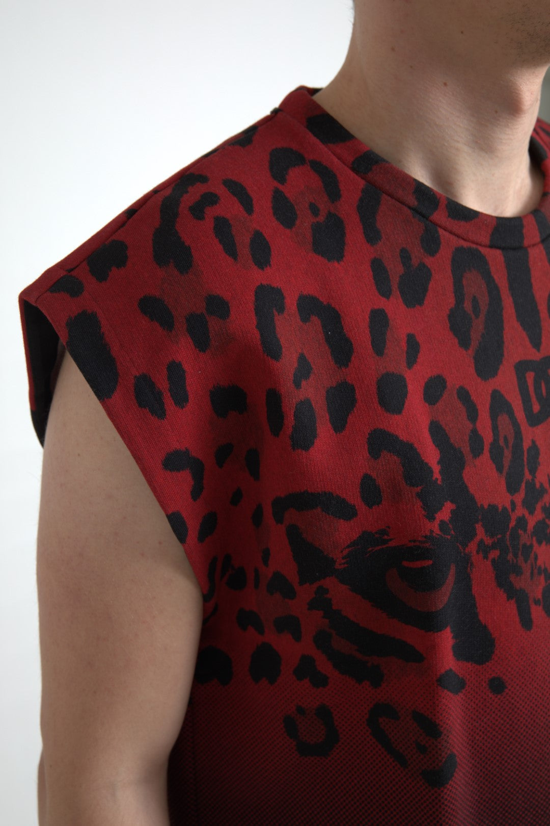 Dolce & Gabbana Red Leopard Cotton Sleeveless Tank Top-6
