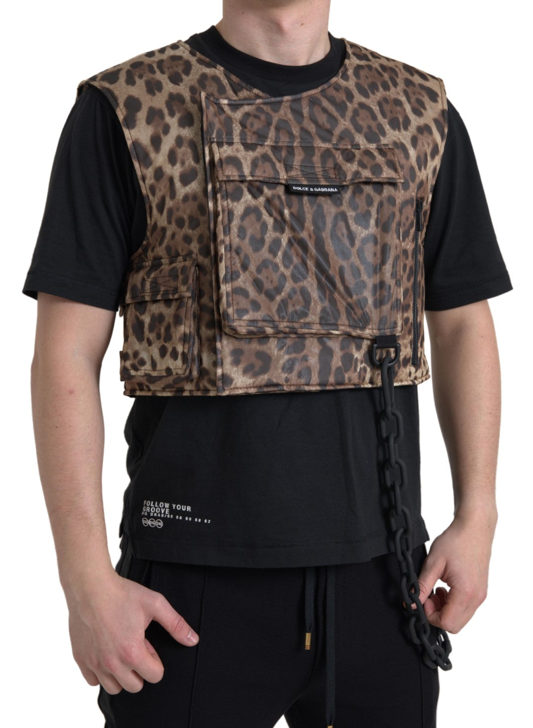 Dolce & Gabbana Brown Leopard Silk Sleeveless Sportswear-1