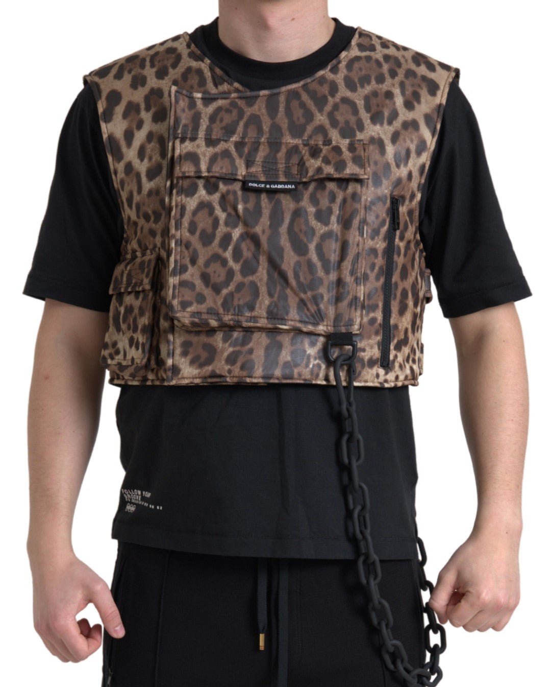 Dolce & Gabbana Brown Leopard Silk Sleeveless Sportswear-5