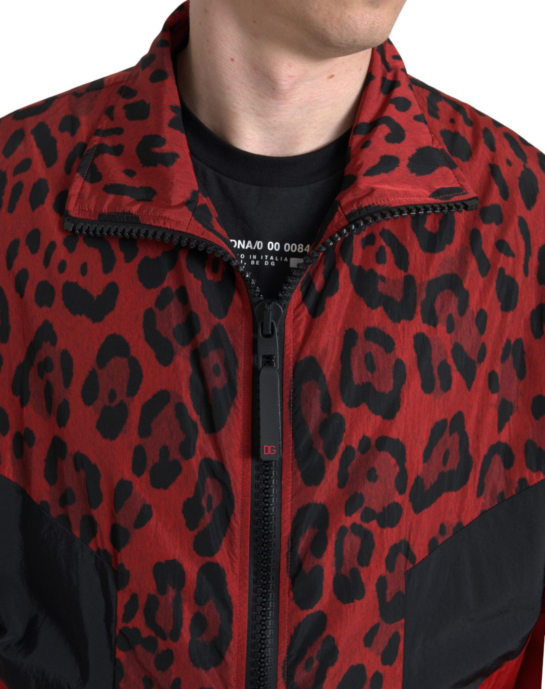 Dolce & Gabbana Red Leopard Nylon Pullover with Zipper-3