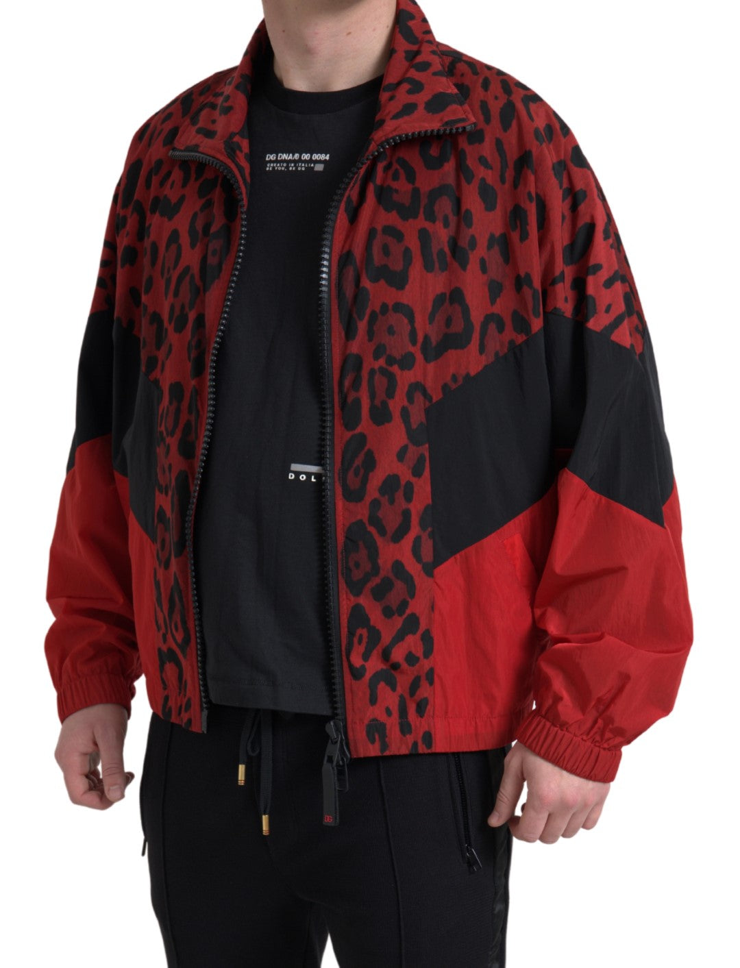 Dolce & Gabbana Red Leopard Nylon Pullover with Zipper-5