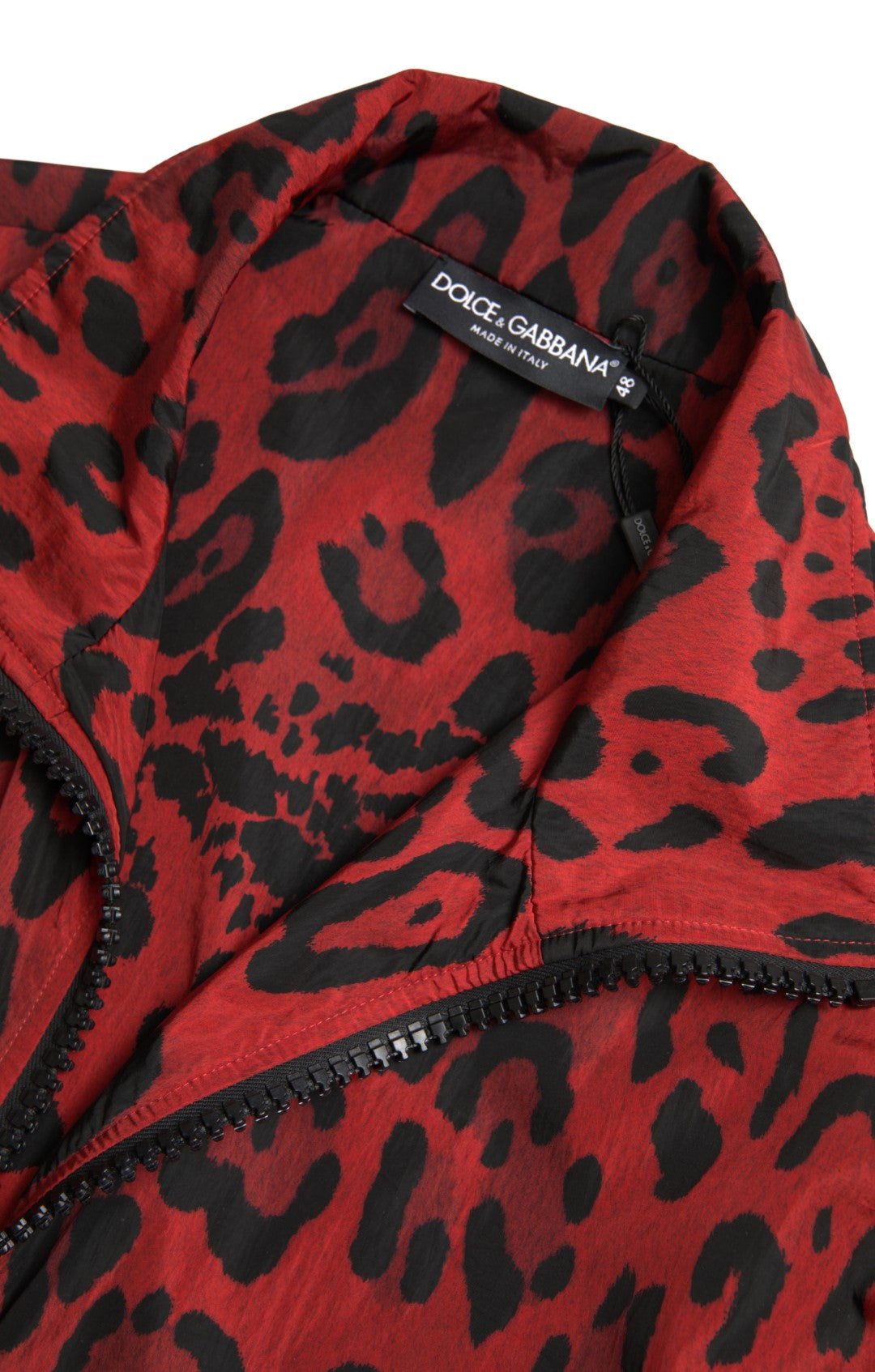 Dolce & Gabbana Red Leopard Nylon Pullover with Zipper-6