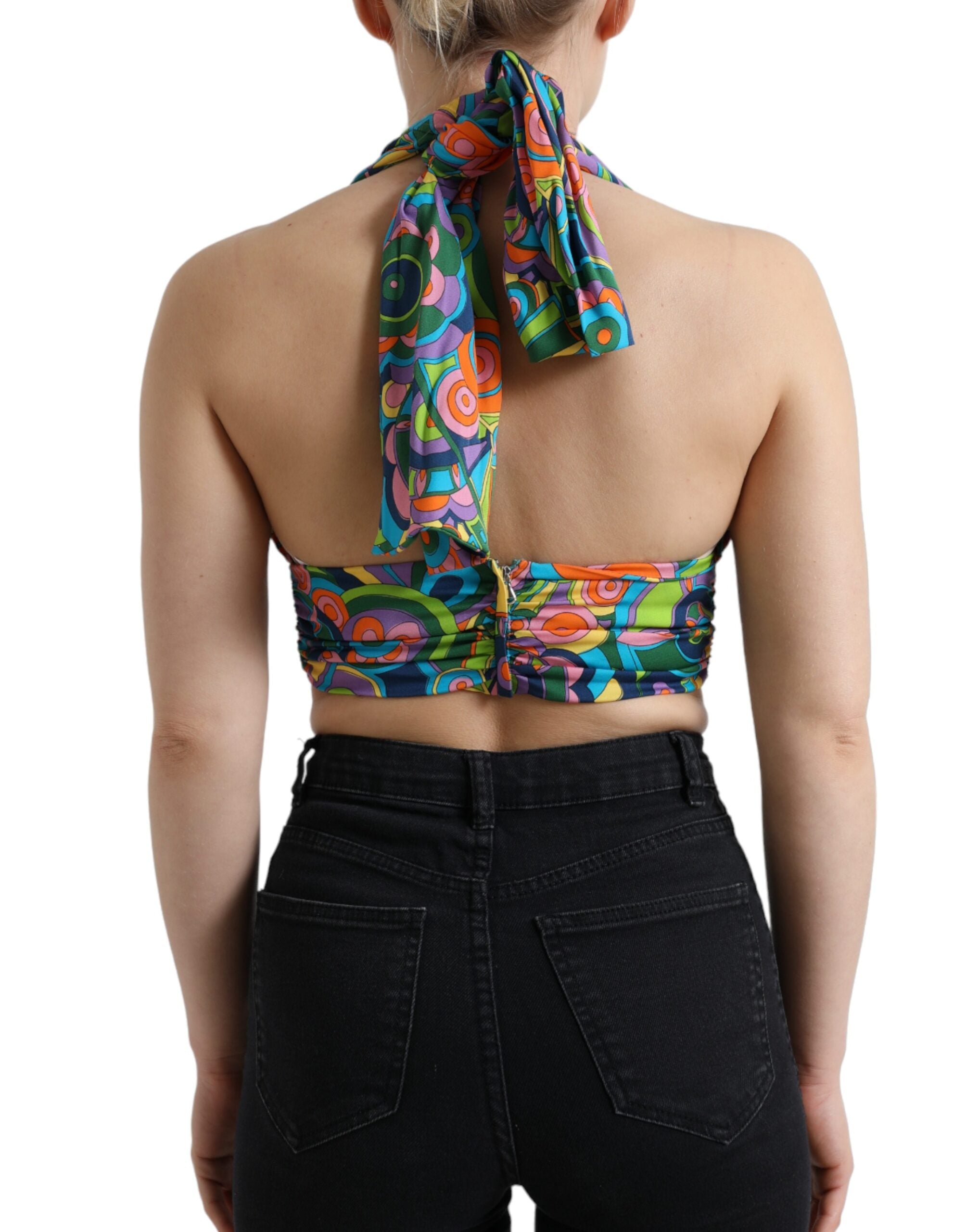 Dolce & Gabbana Multicolor Halter Sleeveless Cropped Tank Top-3