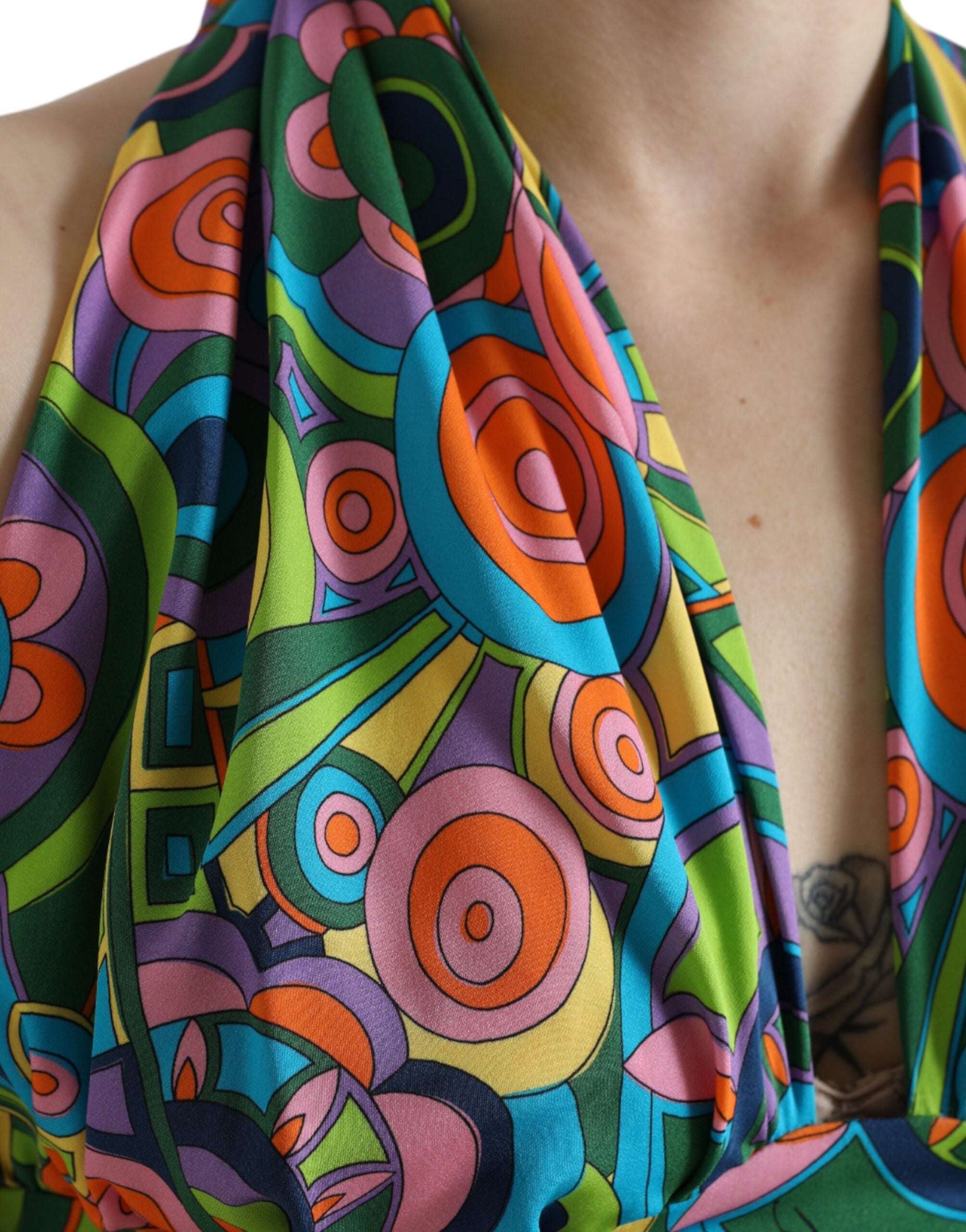 Dolce & Gabbana Multicolor Halter Sleeveless Cropped Tank Top-5