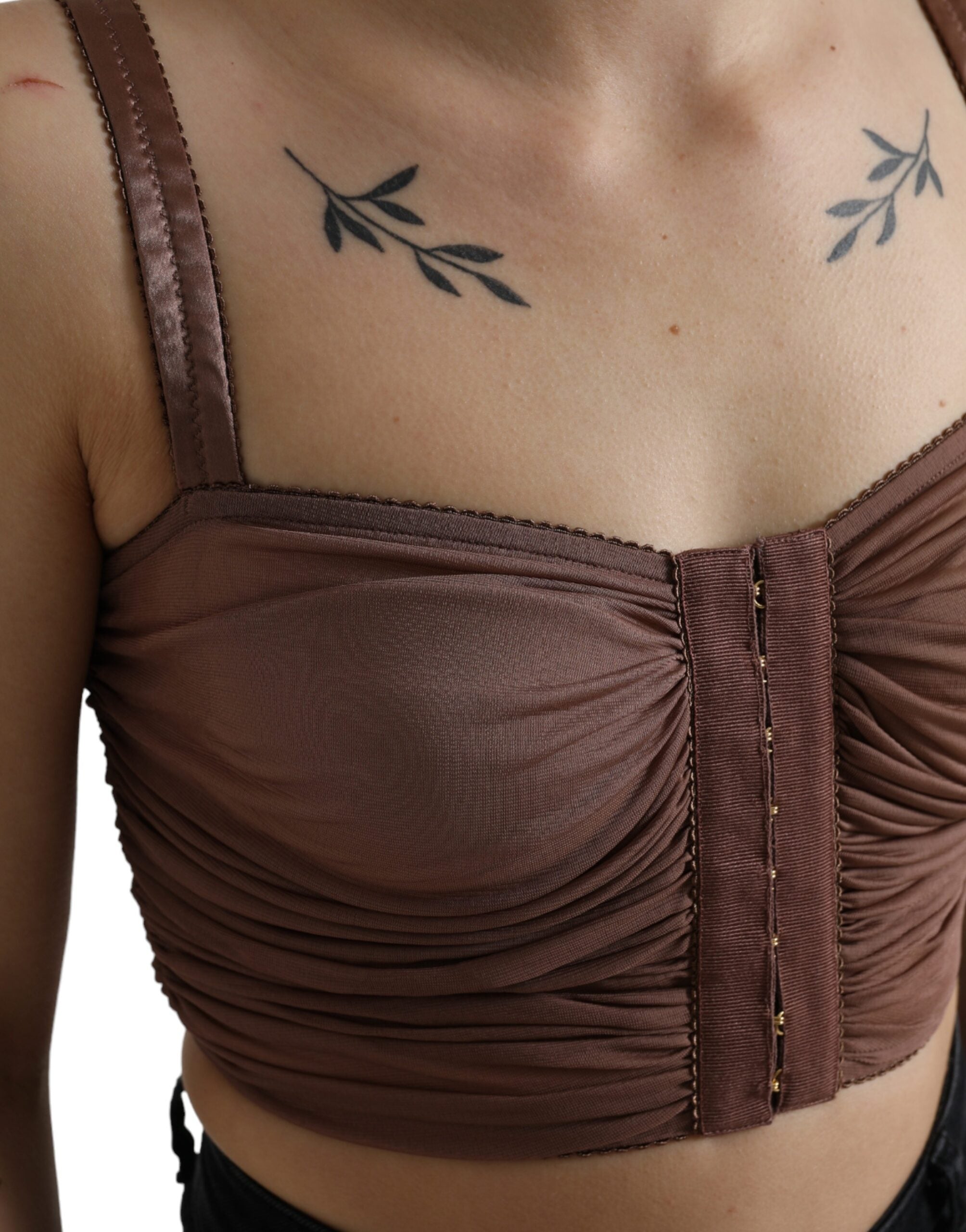 Dolce & Gabbana Braunes Viskose Bustier Ärmelloses Cropped Top-5