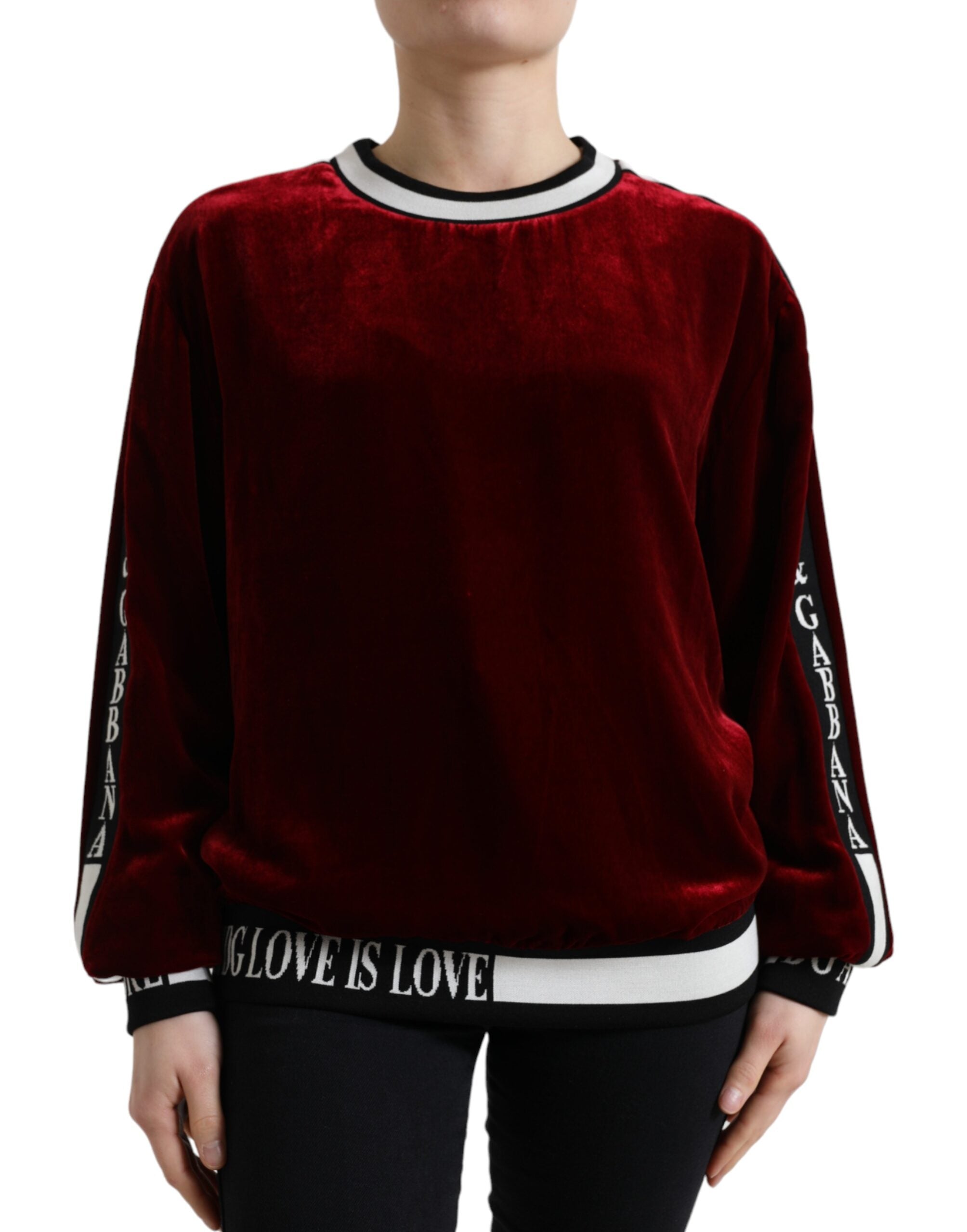 Dolce & Gabbana Bordeaux velvet crew neck sweater-1