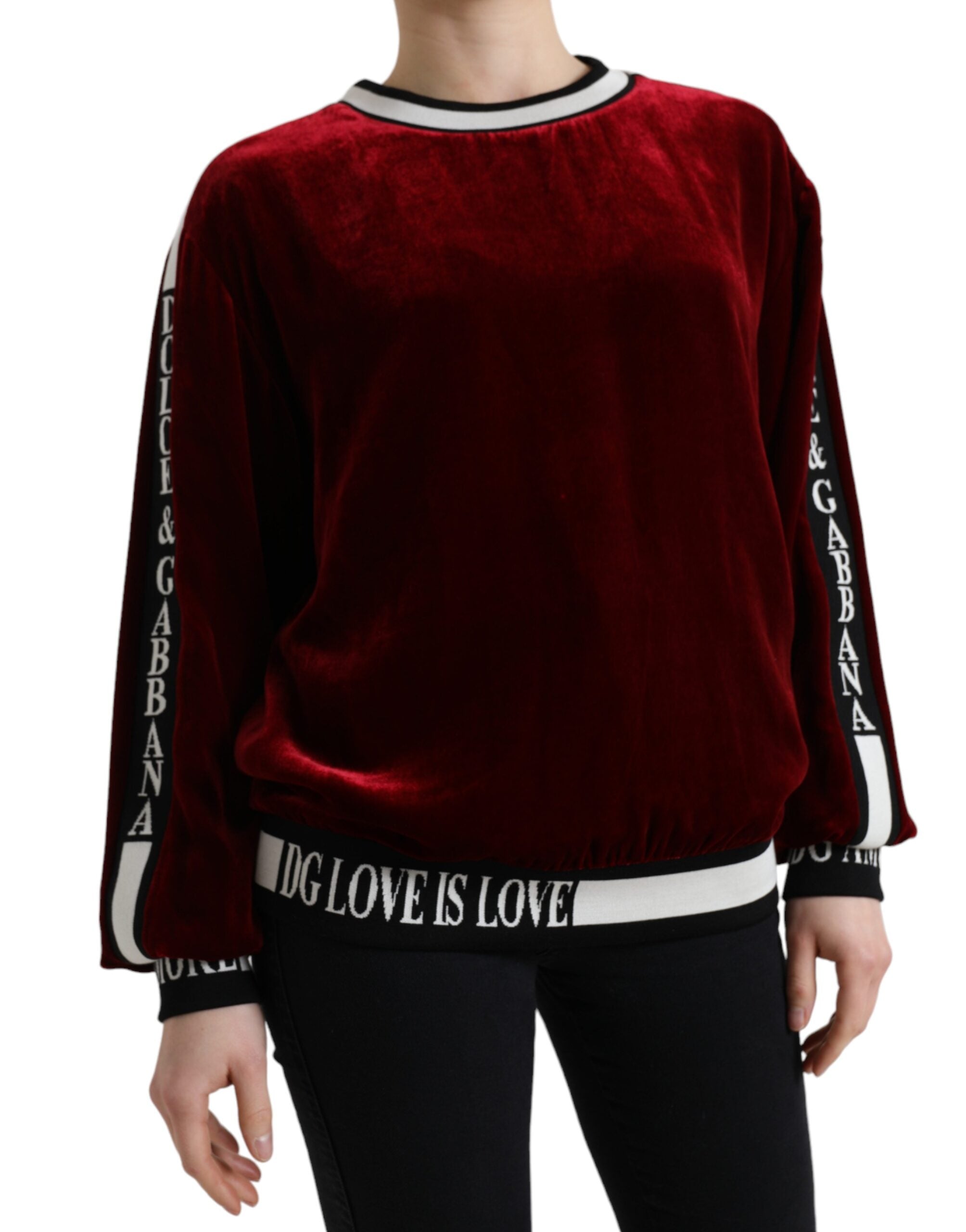 Dolce & Gabbana Bordeaux velvet crew neck sweater-2