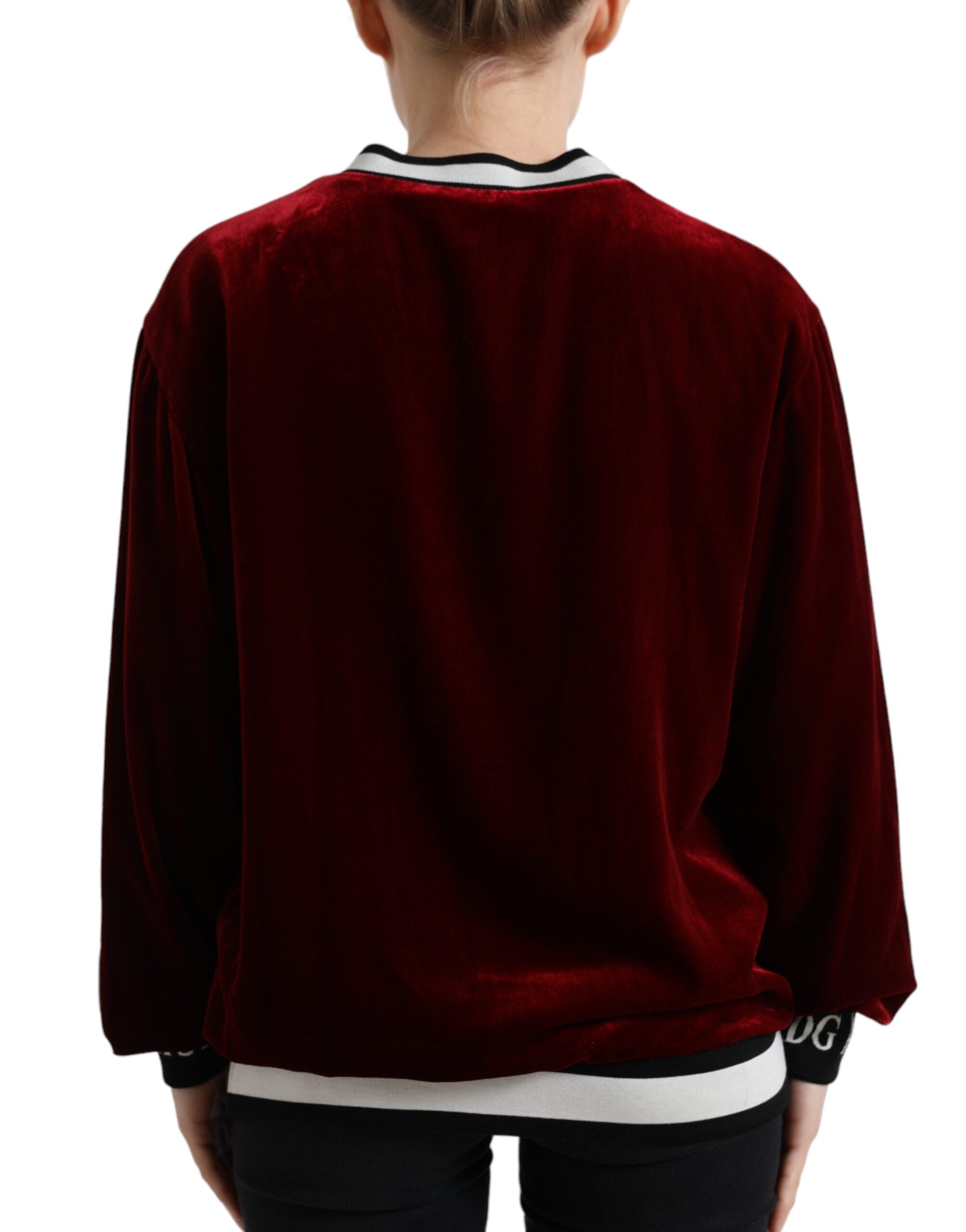 Dolce & Gabbana Bordeaux velvet crew neck sweater-3