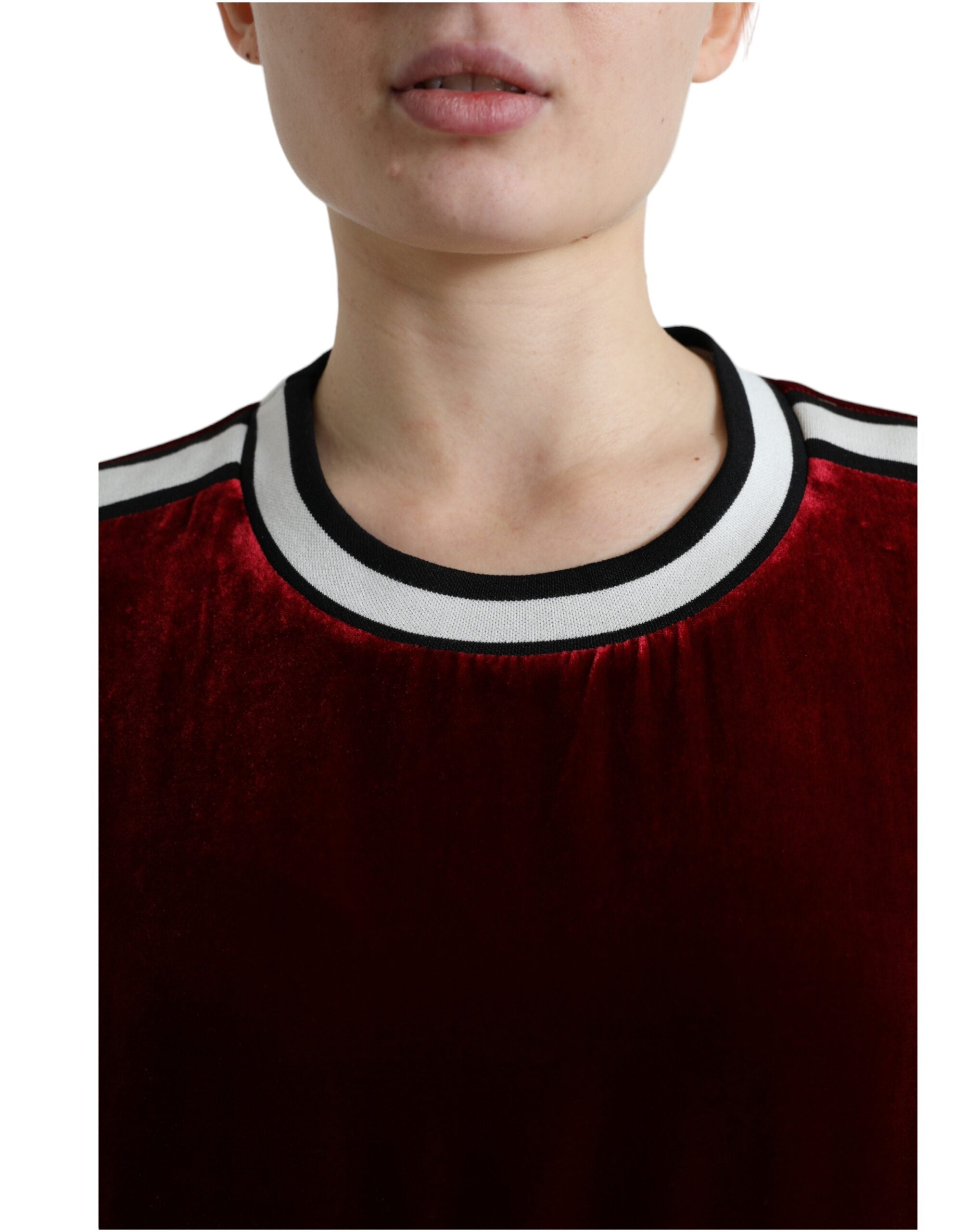 Dolce & Gabbana Bordeaux velvet crew neck sweater-4