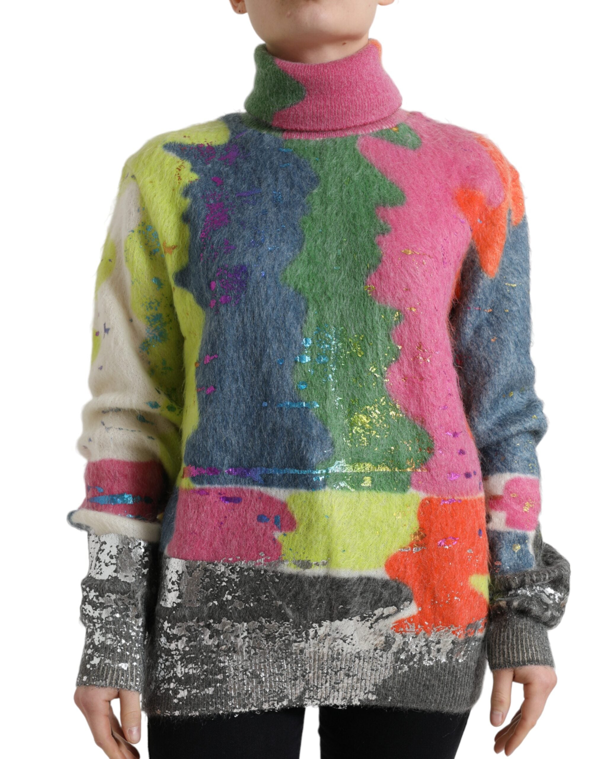 Suéter de cuello alto de mohair multicolor de Dolce & Gabbana-1