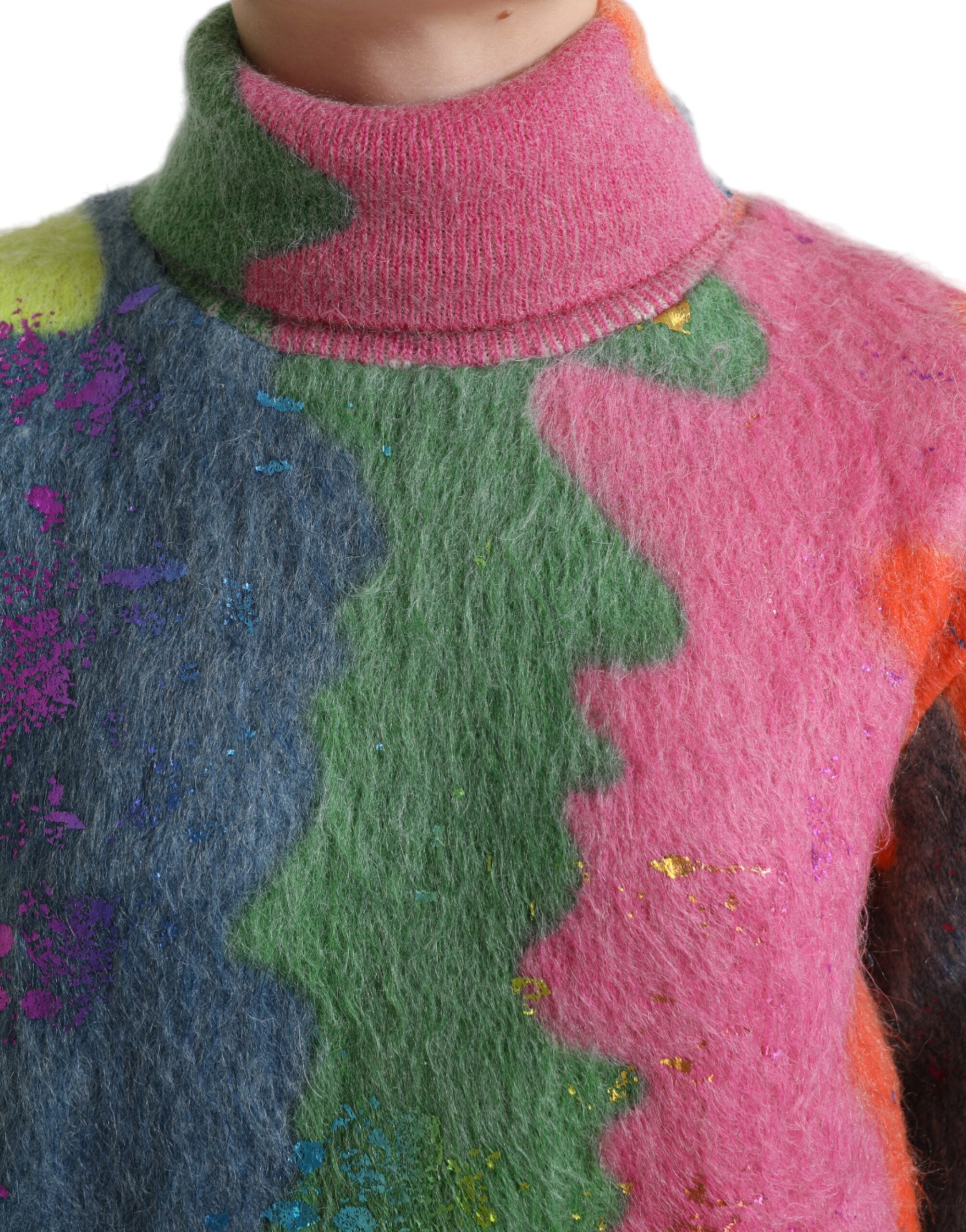 Suéter de cuello alto de mohair multicolor de Dolce & Gabbana-4