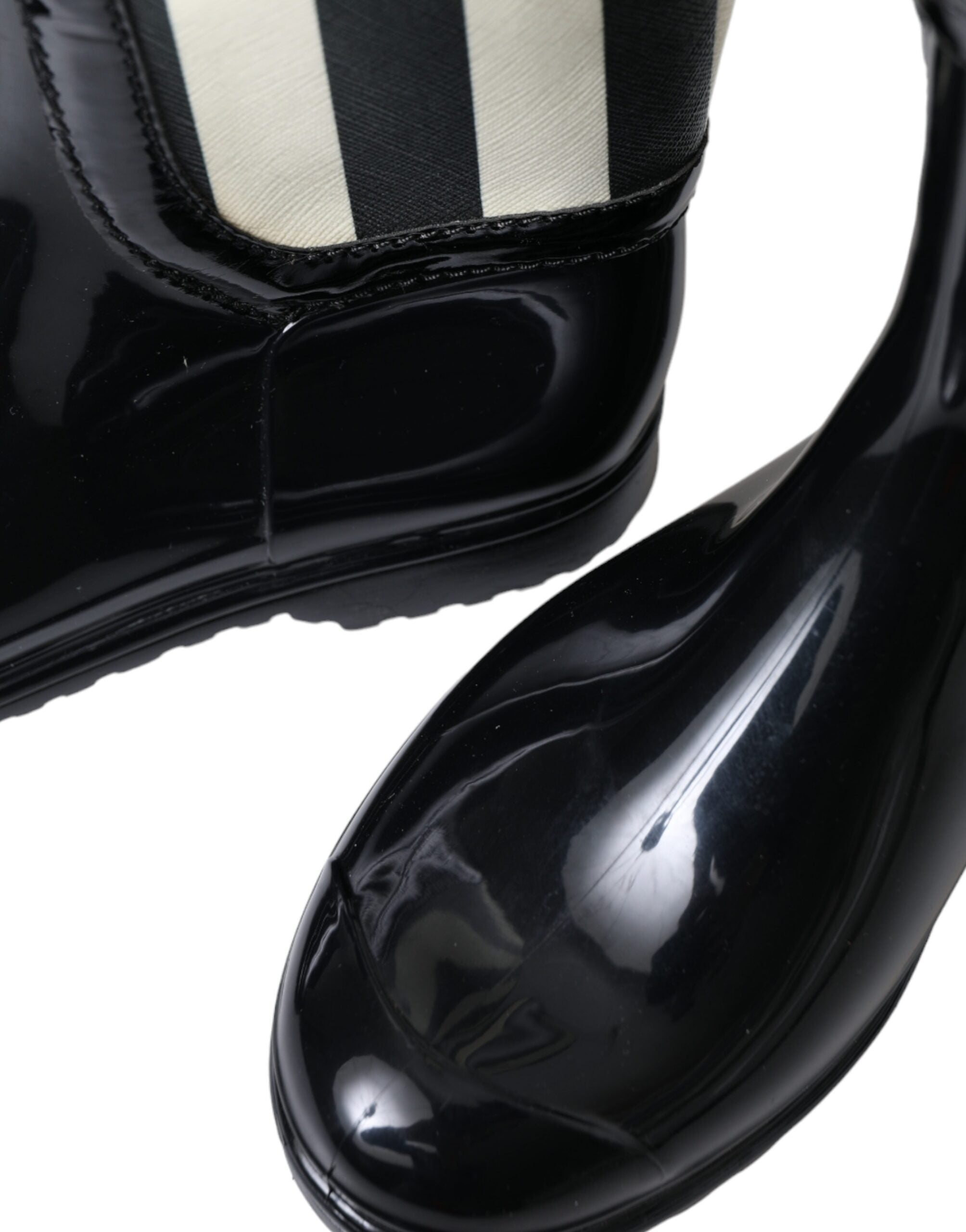 Dolce & Gabbana Black Knee-High Flat Rubber Boots Shoes-7