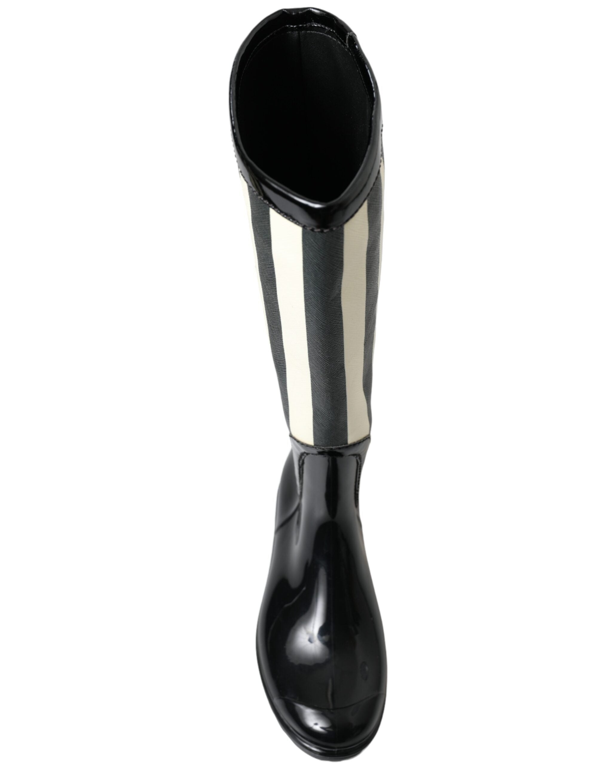 Dolce & Gabbana Black Knee-High Flat Rubber Boots Shoes-8