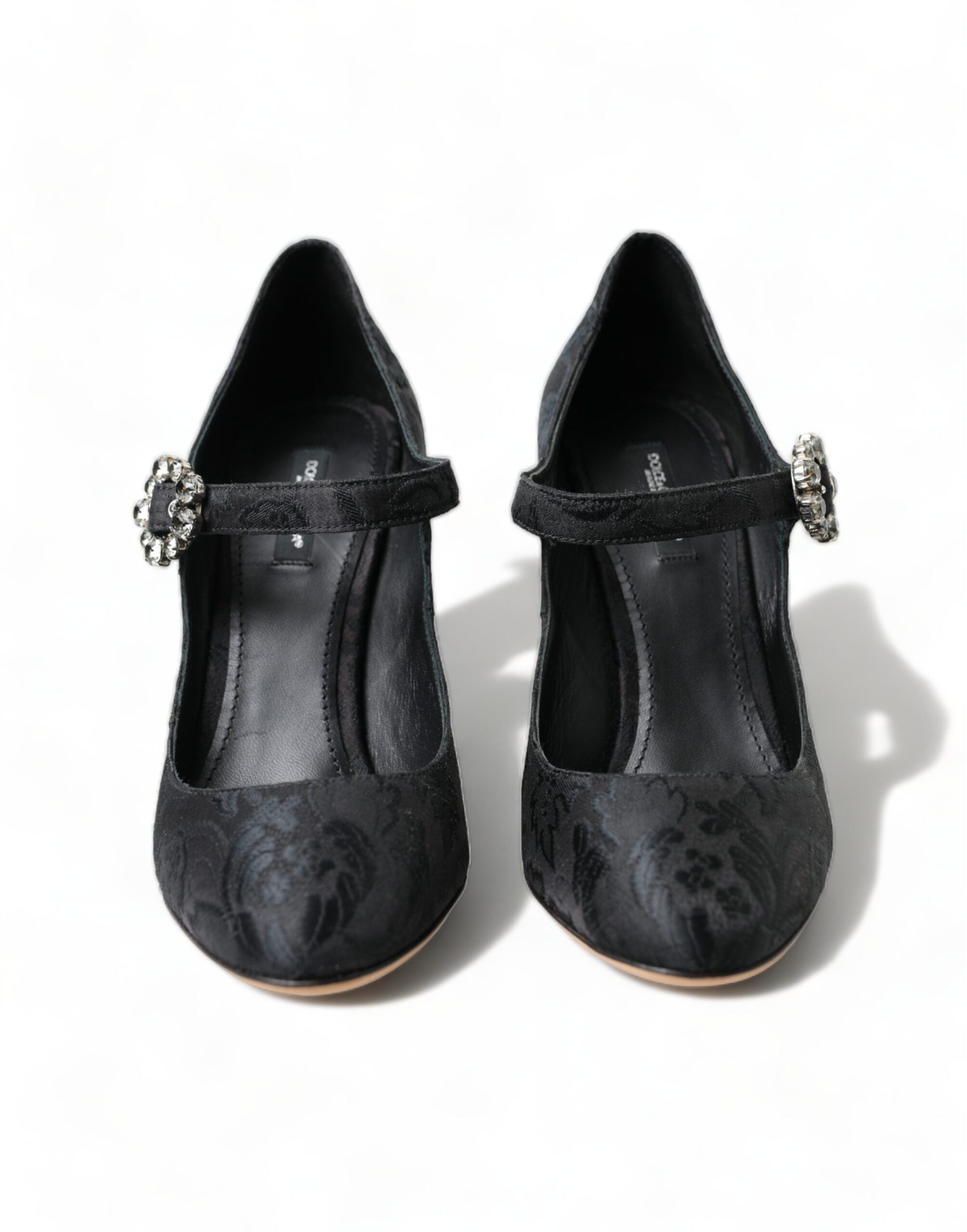 Dolce & Gabbana Black Brocade Mary Janes Heels Pumps Shoes-2