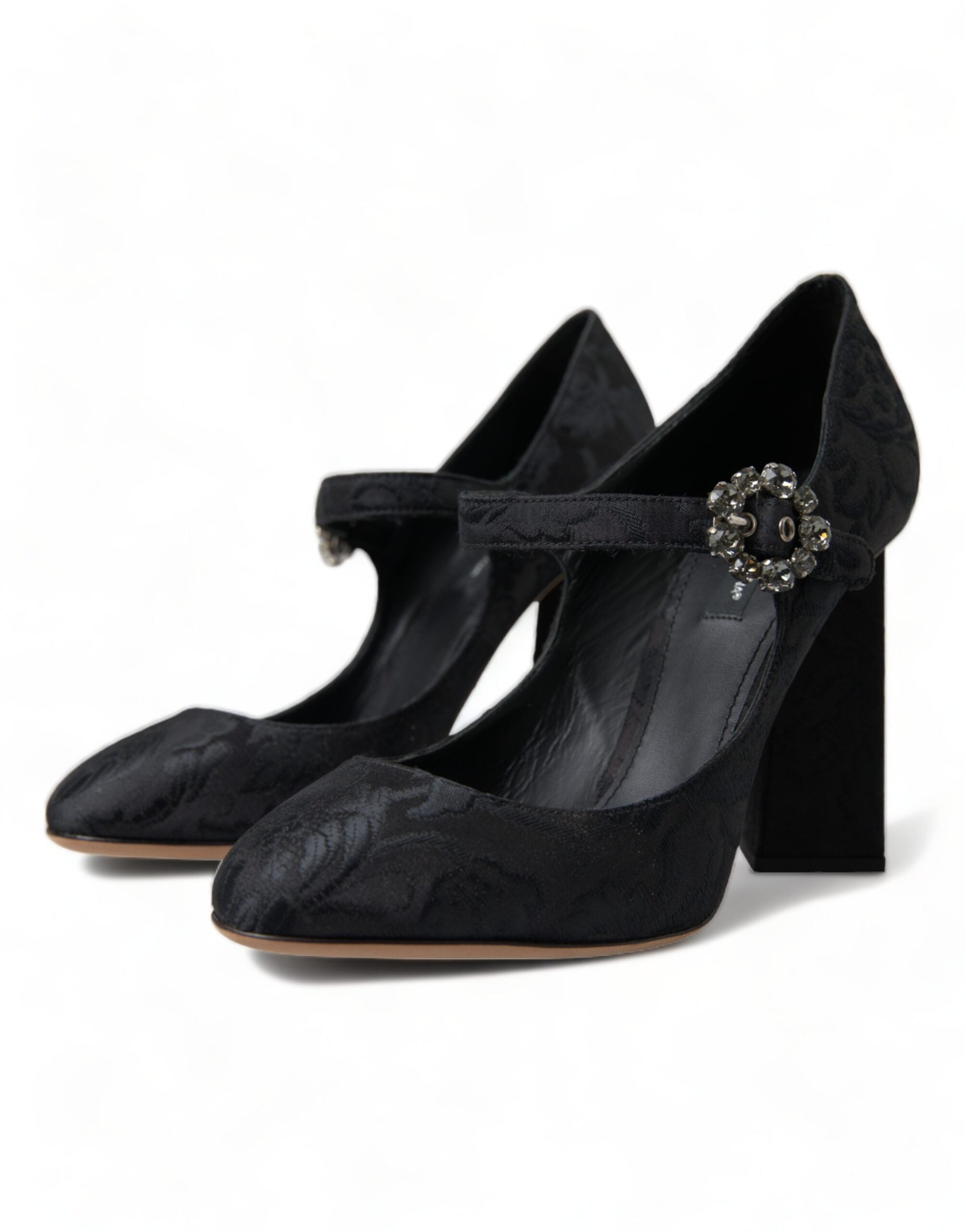 Dolce & Gabbana Black Brocade Mary Janes Heels Pumps Shoes-3