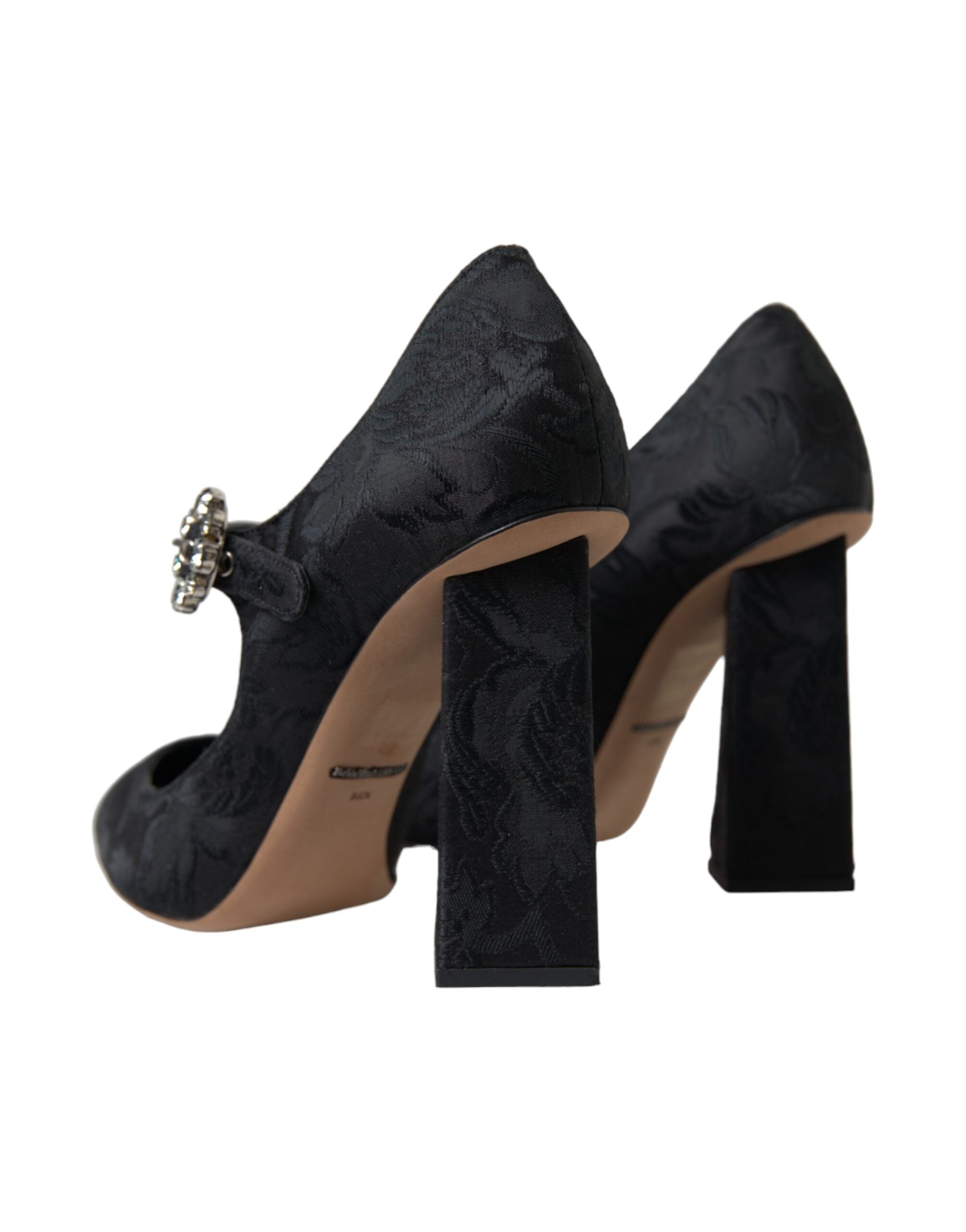 Dolce & Gabbana Black Brocade Mary Janes Heels Pumps Shoes-4