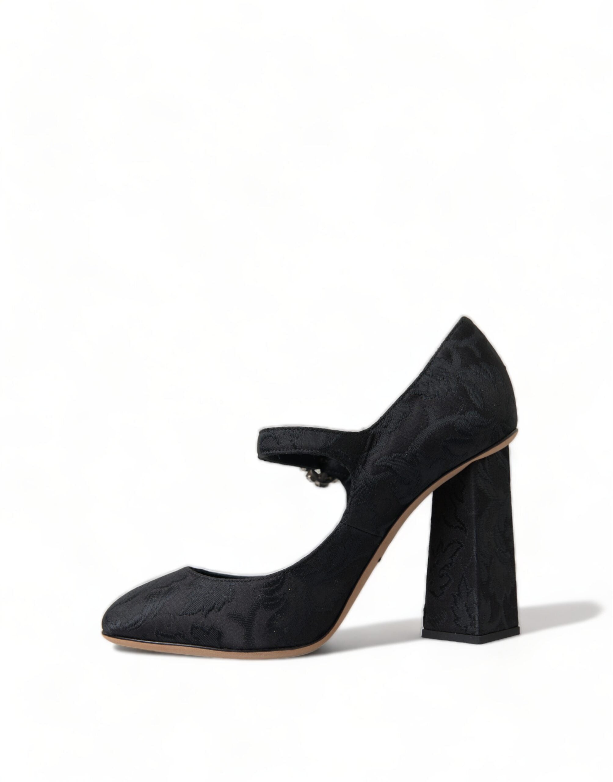 Dolce & Gabbana Black Brocade Mary Janes Heels Pumps Shoes-5