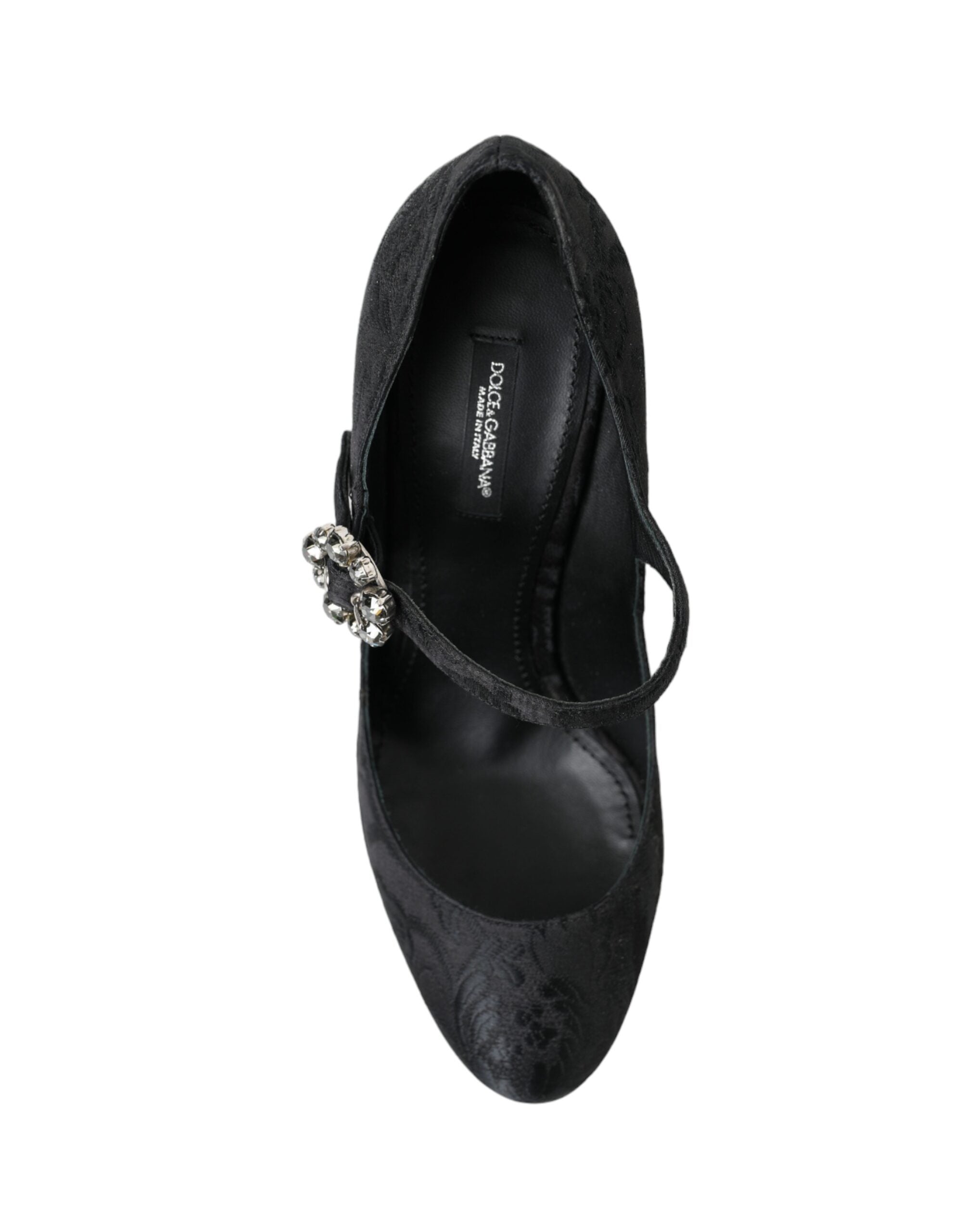 Dolce & Gabbana Black Brocade Mary Janes Heels Pumps Shoes-8