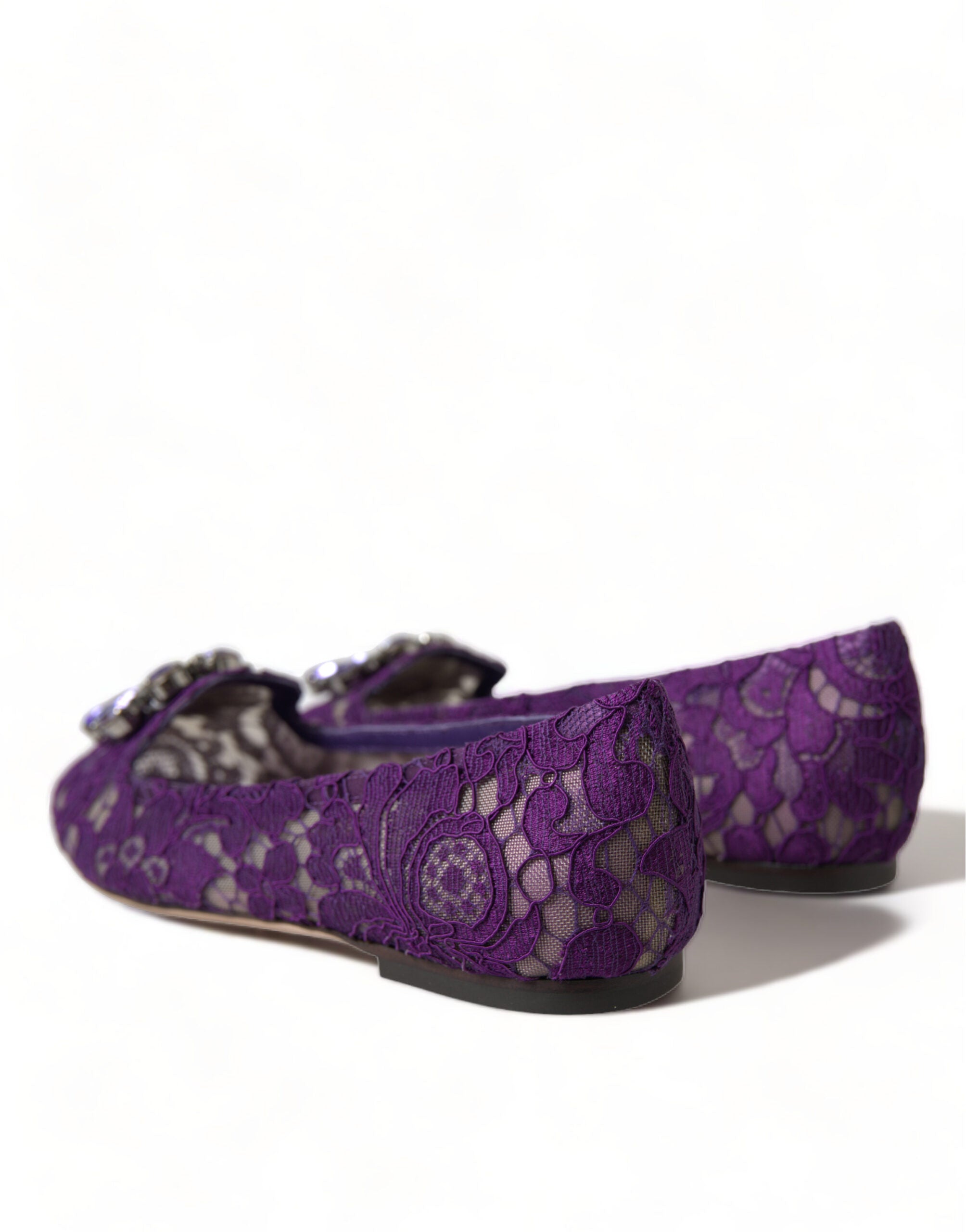 Dolce & Gabbana Lila Vally Taormina Spitze Kristalle Flats Schuhe-4