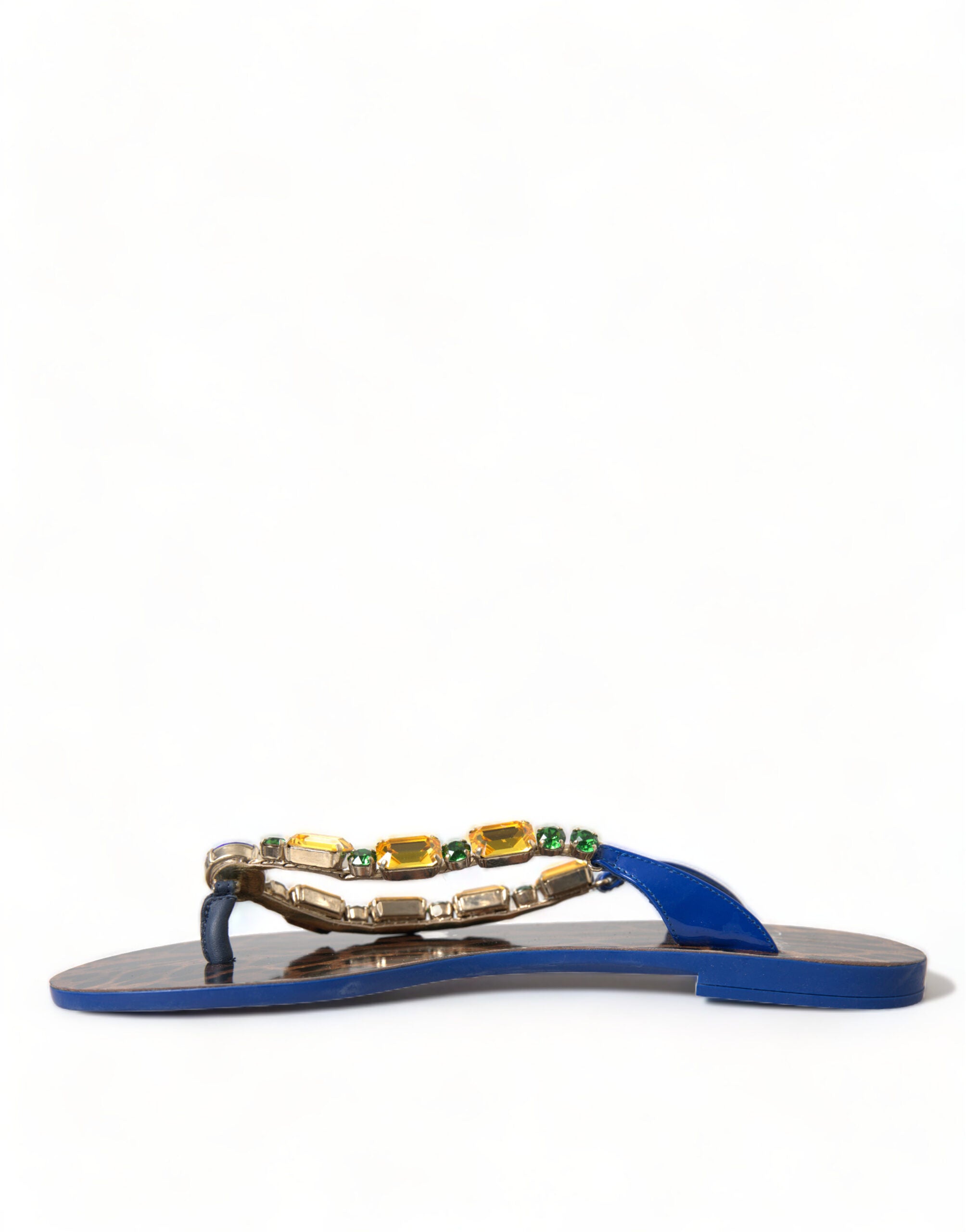 Dolce & Gabbana Blue Crystal Flats Sandals Beachwear Shoes-5