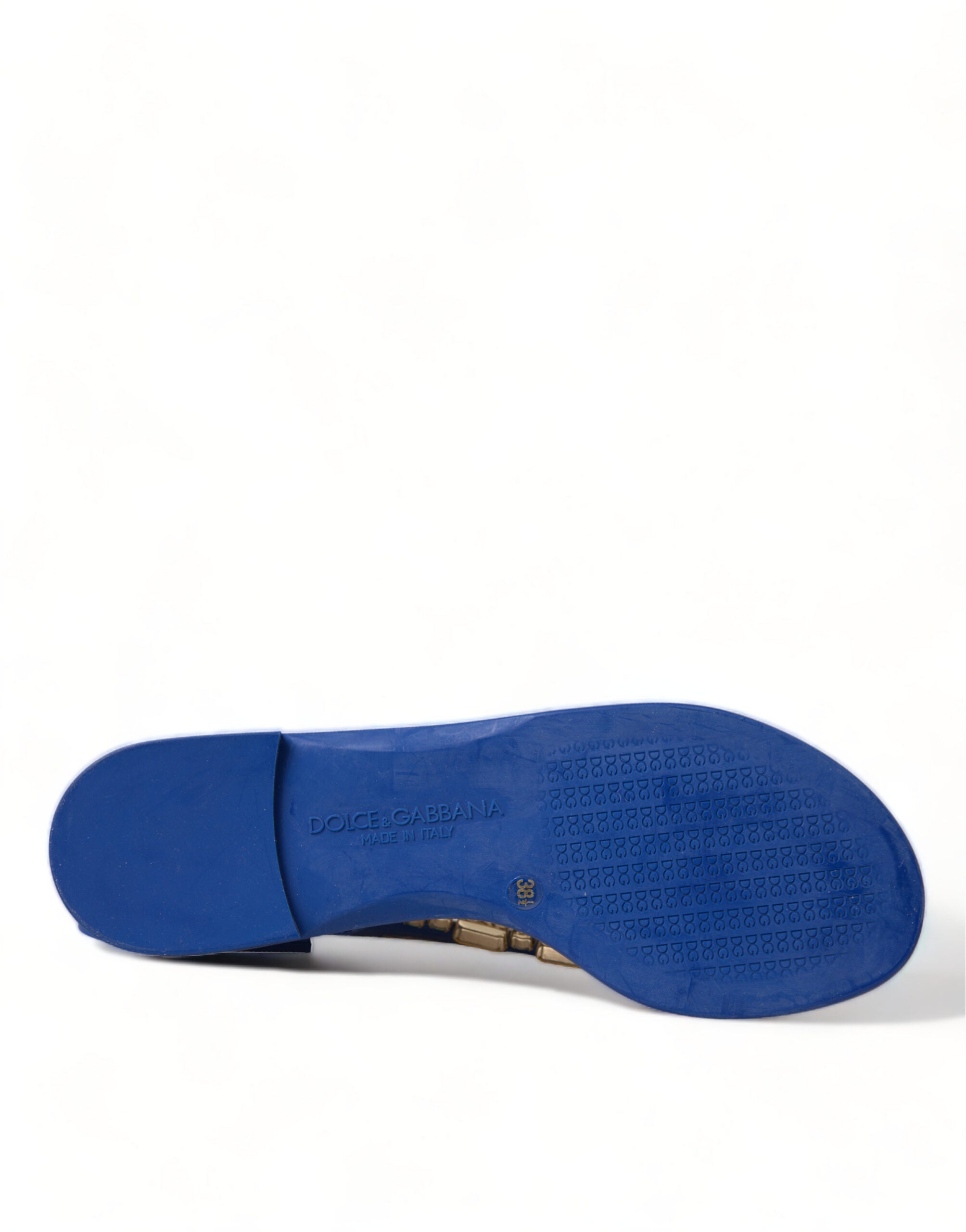 Dolce & Gabbana Blue Crystal Flats Sandals Beachwear Shoes-6