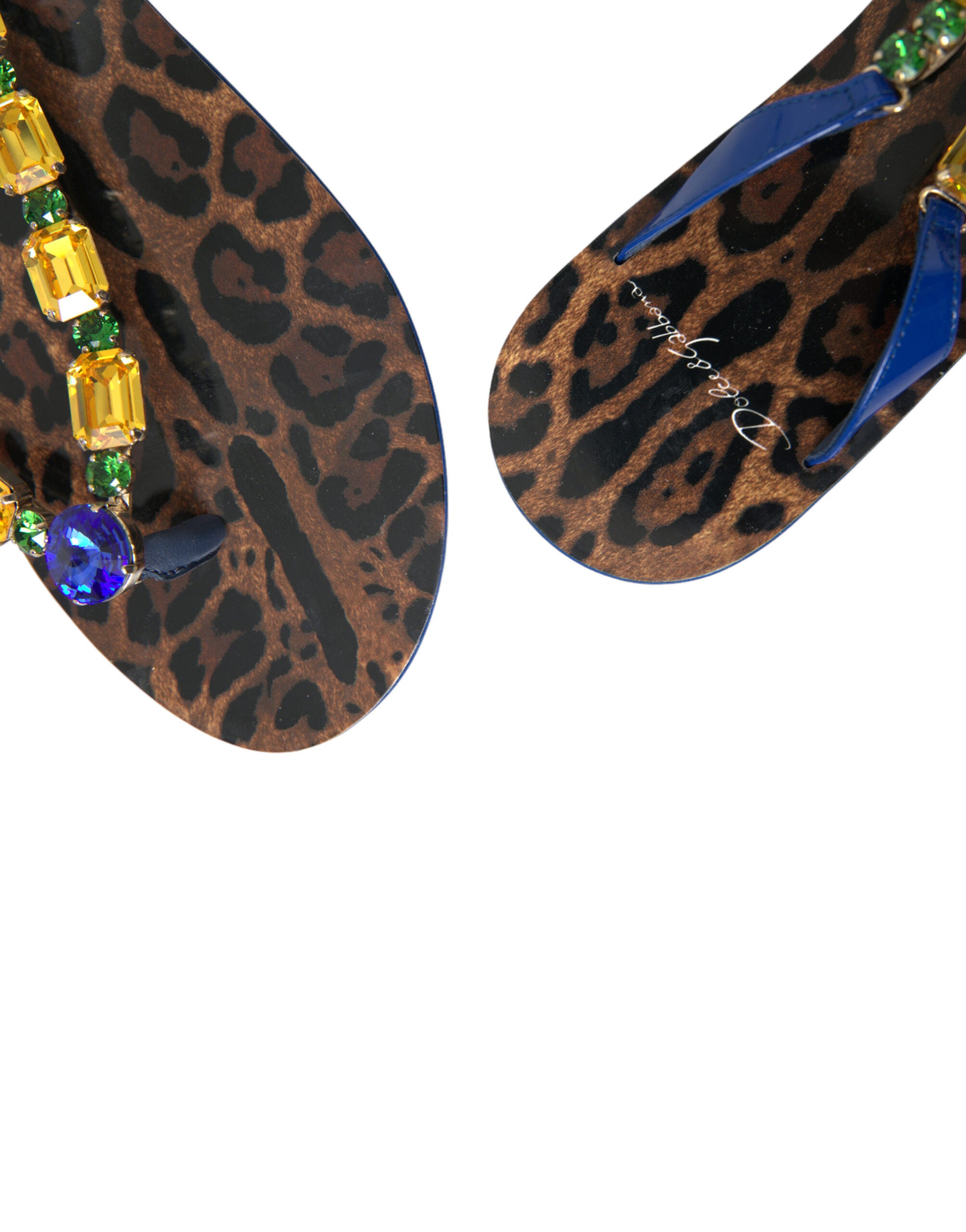 Dolce & Gabbana Blue Crystal Flats Sandals Beachwear Shoes-7