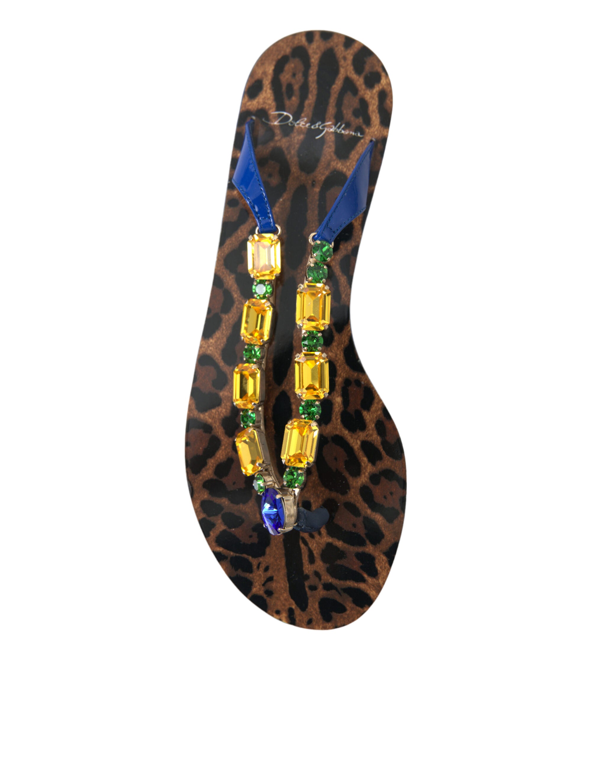 Dolce & Gabbana Blue Crystal Flats Sandals Beachwear Shoes-8
