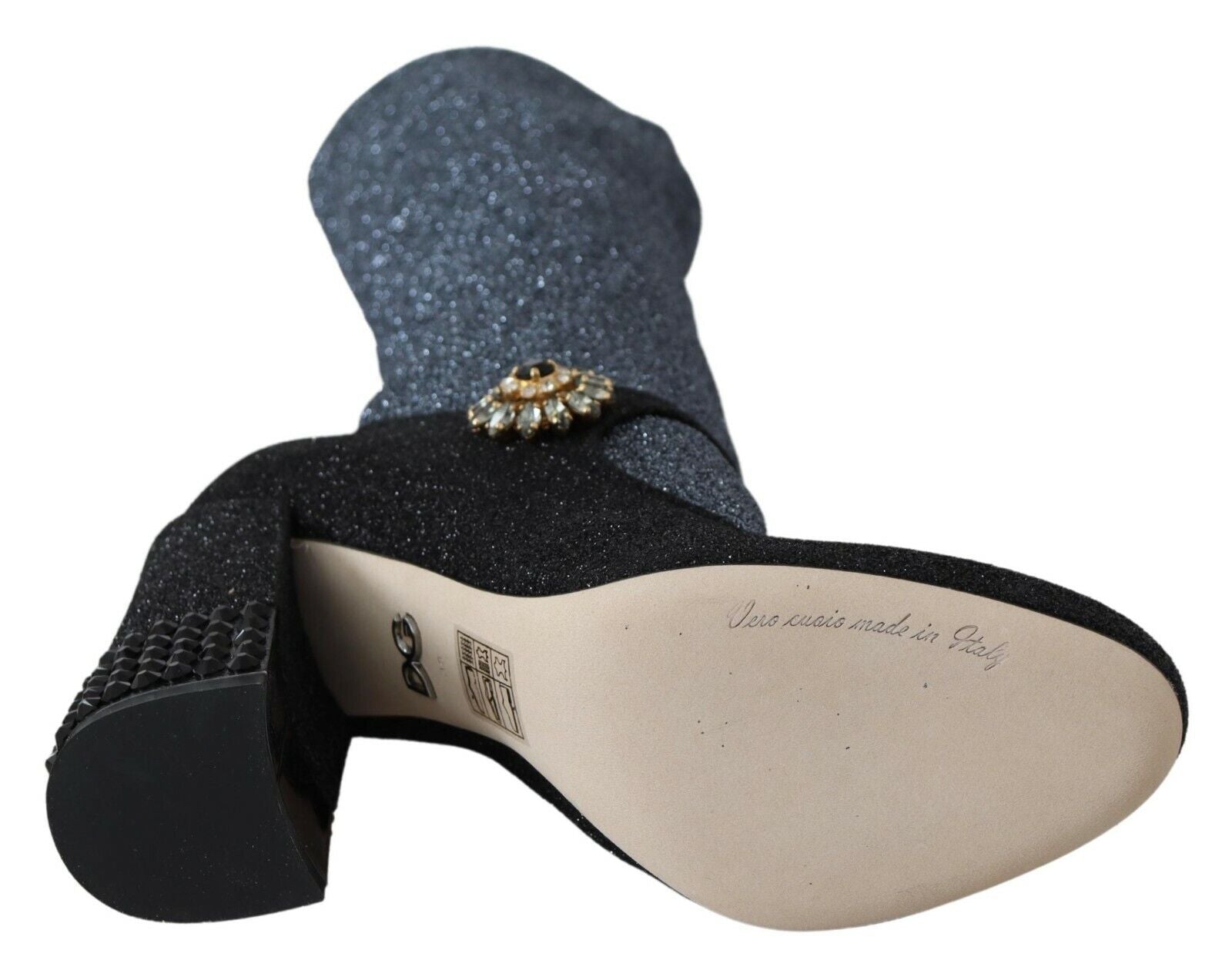Dolce & Gabbana Schwarz Crystal Mary Janes Booties Schuhe-3