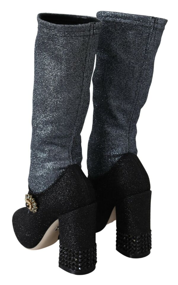 Dolce & Gabbana Schwarz Crystal Mary Janes Booties Schuhe-6