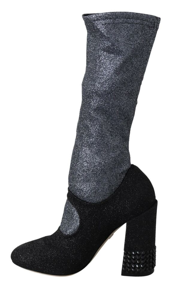 Dolce & Gabbana Schwarz Crystal Mary Janes Booties Schuhe-7
