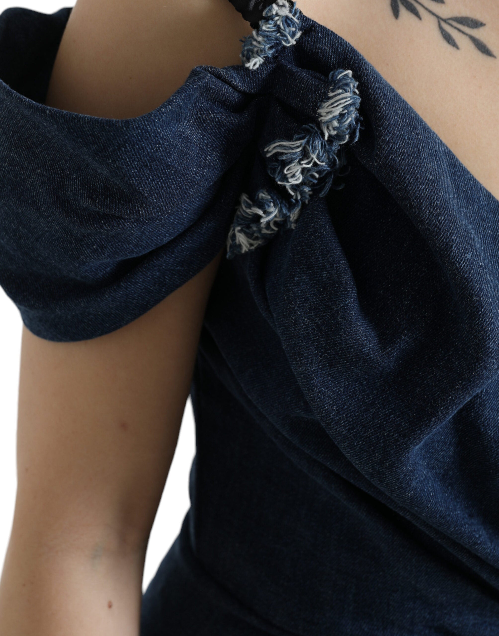 Dolce & Gabbana Blue Patchwork Mini Dress in Two-Tone Denim-6