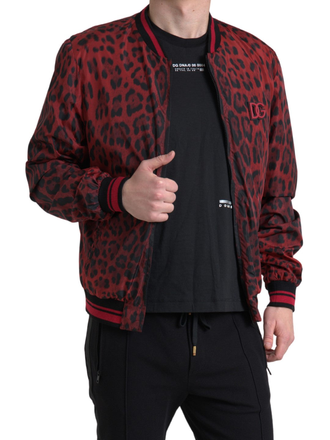 Dolce & Gabbana Red Leopard Bomber Short Coat Jacket-2