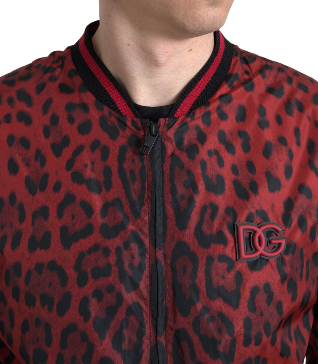 Dolce & Gabbana Red Leopard Bomber Short Coat Jacket-5