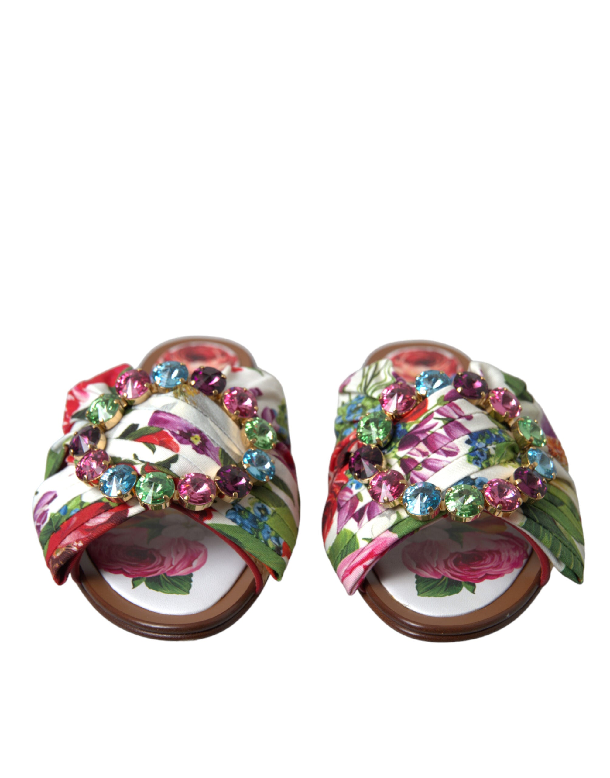 Sandalias planas con cristales y flores multicolor de Dolce & Gabbana-2