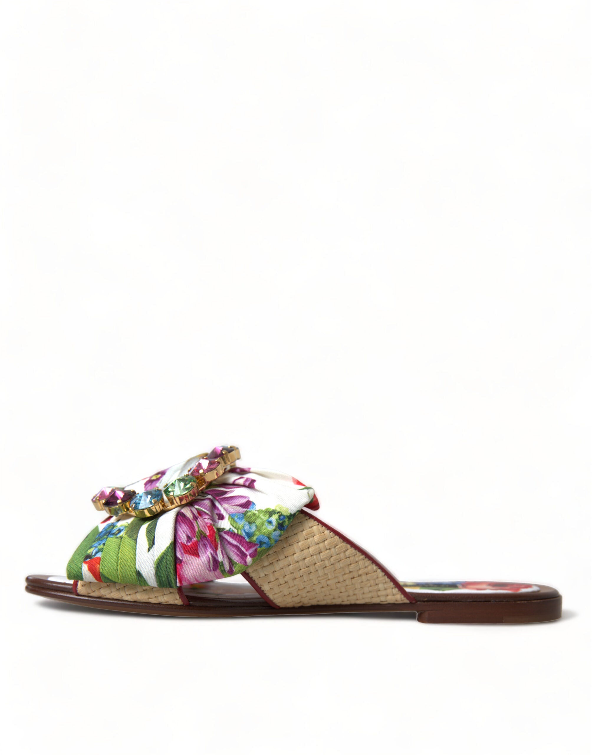 Sandalias planas con cristales y flores multicolor de Dolce & Gabbana-5