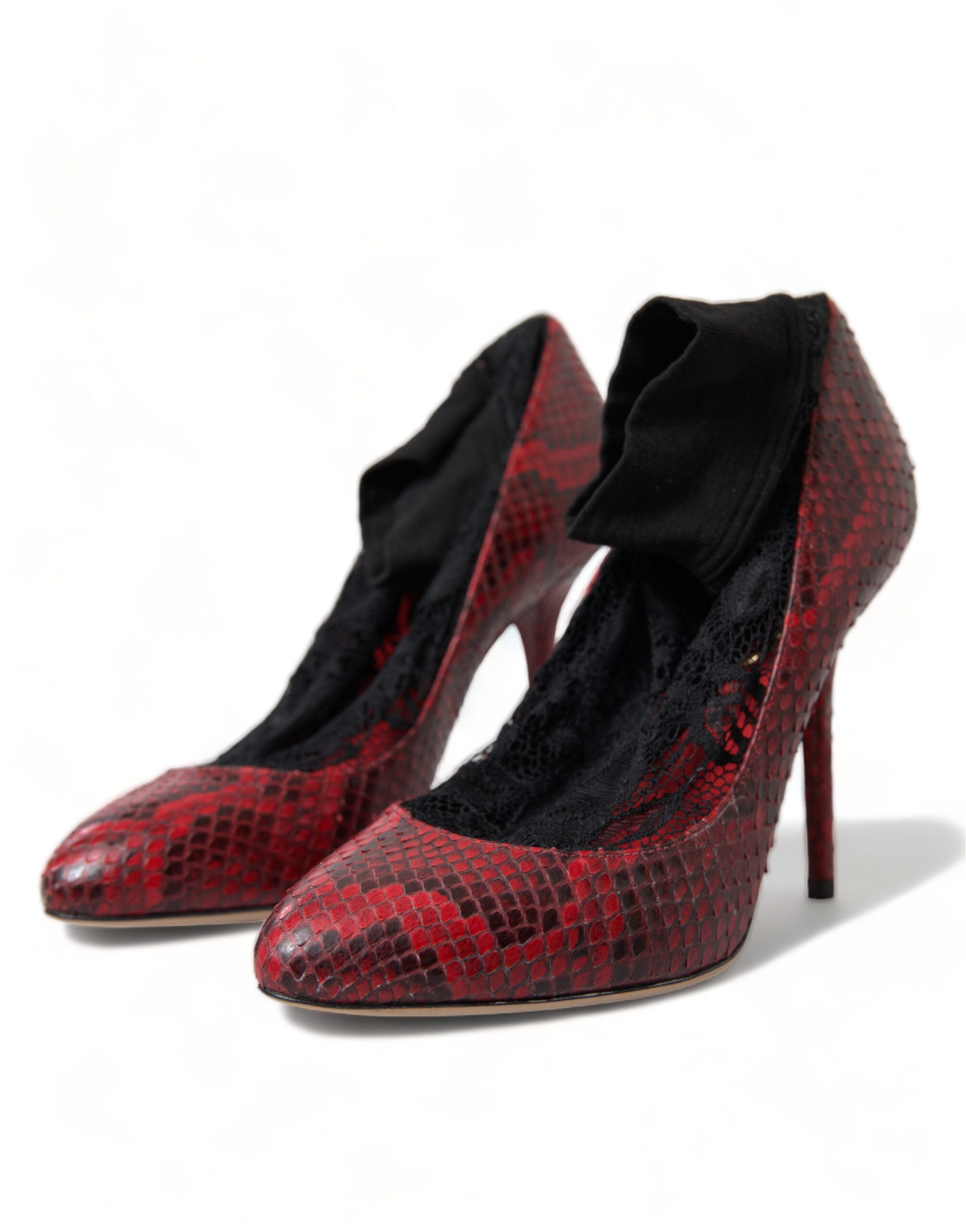 Dolce & Gabbana Rote Ayers Leder Schnürsocken Pumps Schuhe-3