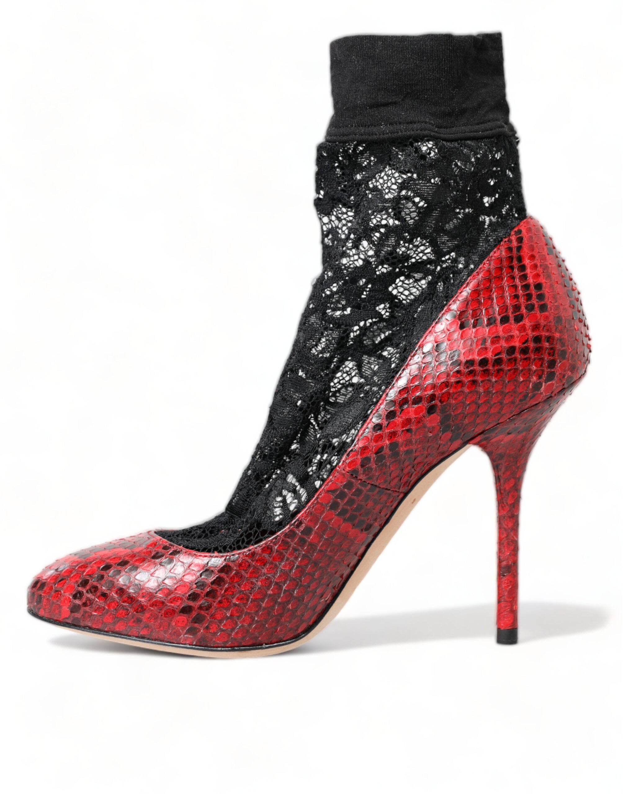 Dolce & Gabbana Rote Ayers Leder Schnürsocken Pumps Schuhe-5