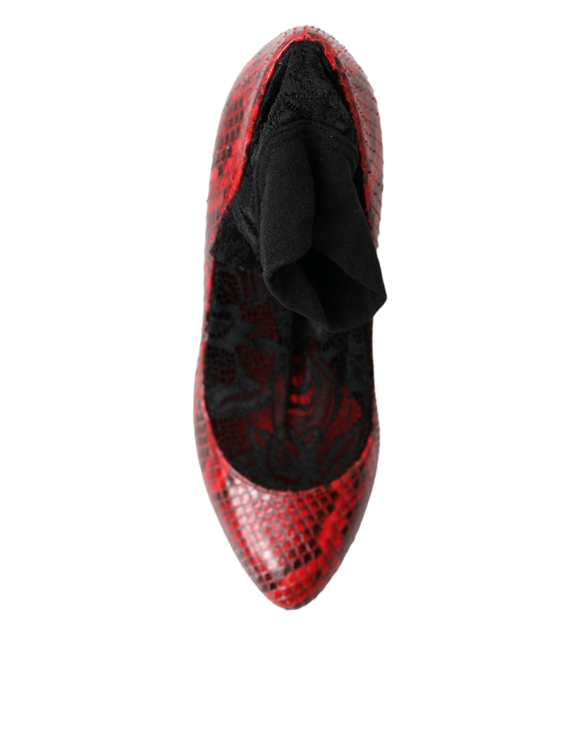 Dolce & Gabbana Rote Ayers Leder Schnürsocken Pumps Schuhe-8