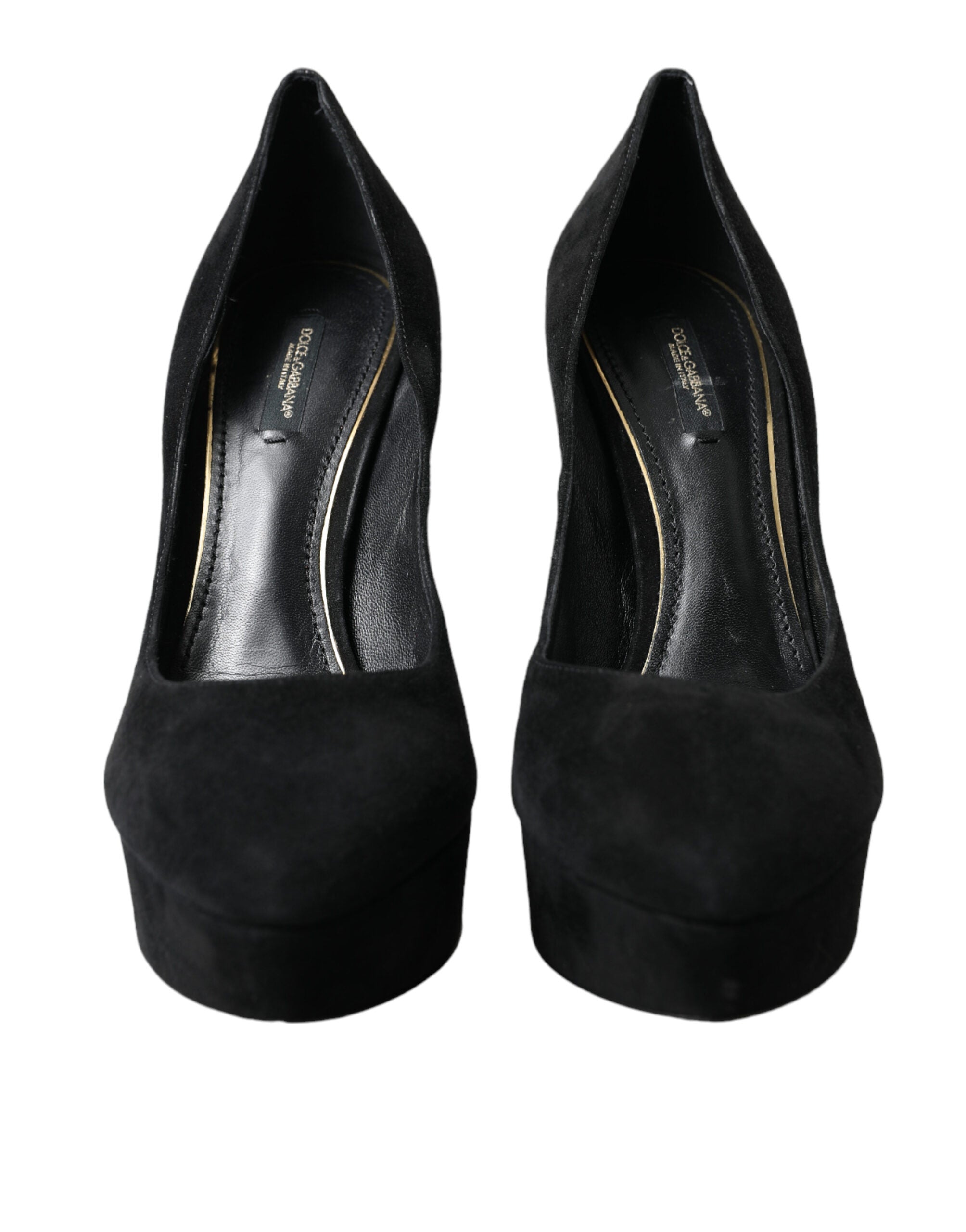 Dolce & Gabbana Black Suede Leather Platform Heel Pumps Shoes-2