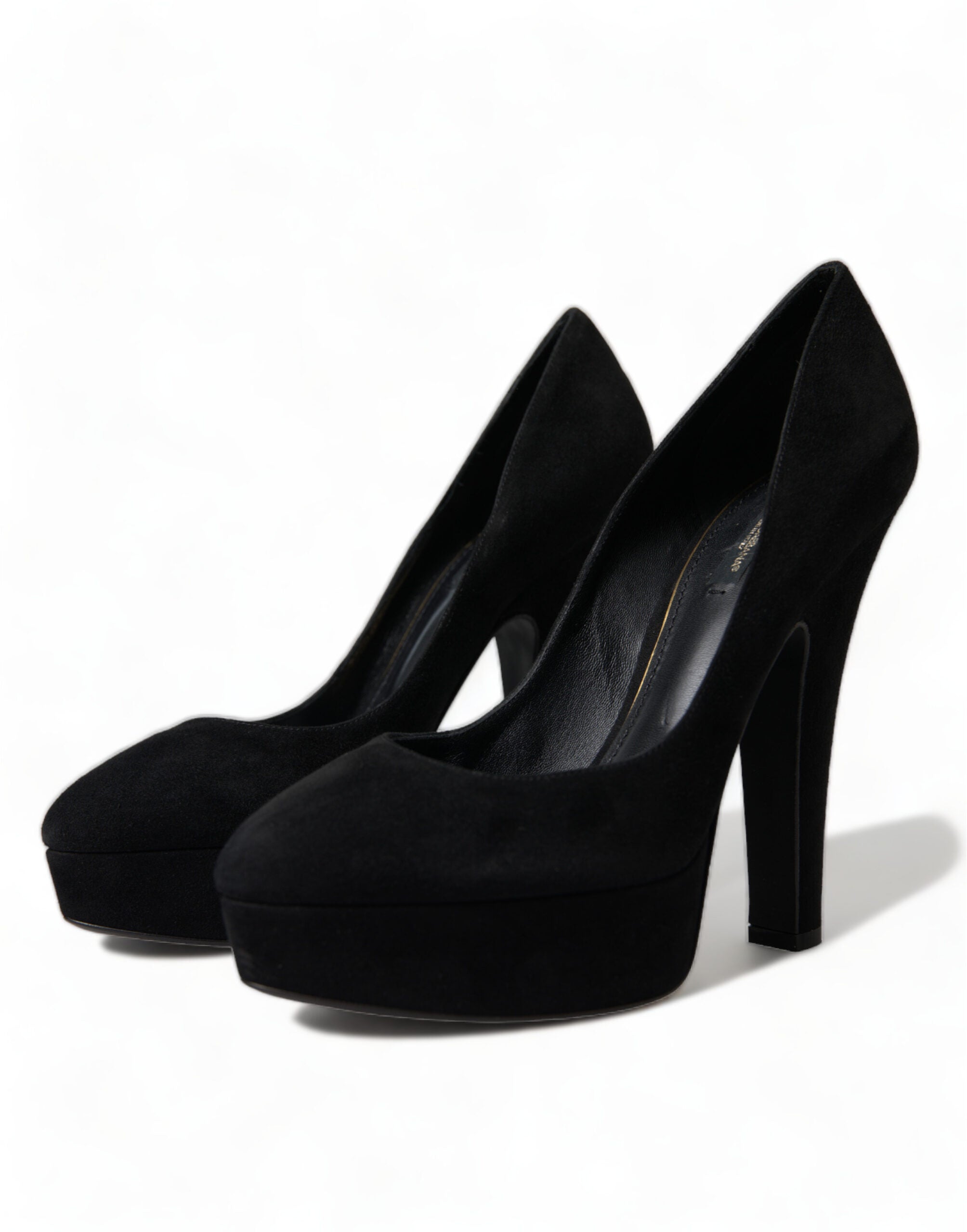 Dolce & Gabbana Black Suede Leather Platform Heel Pumps Shoes-3