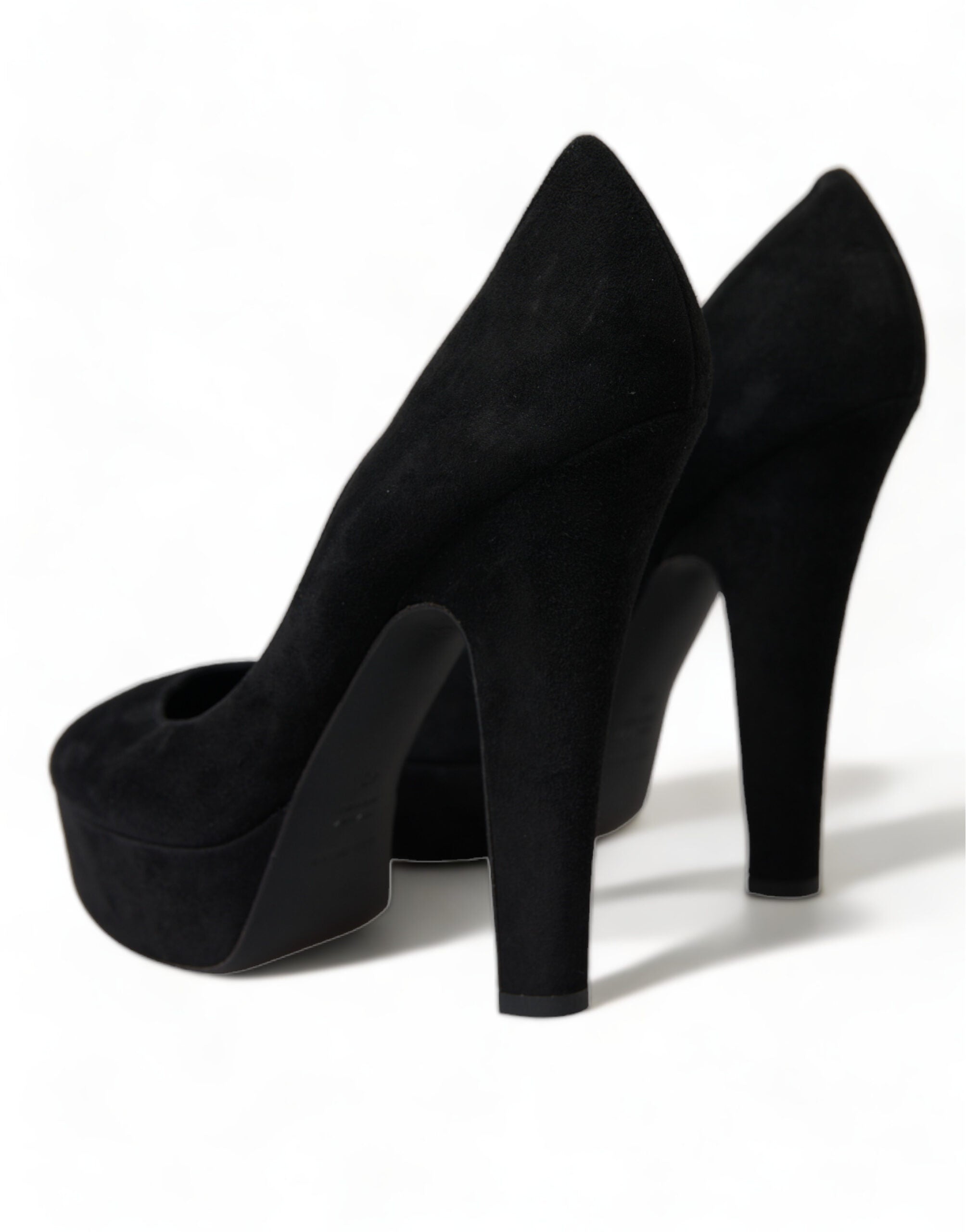Dolce & Gabbana Black Suede Leather Platform Heel Pumps Shoes-4
