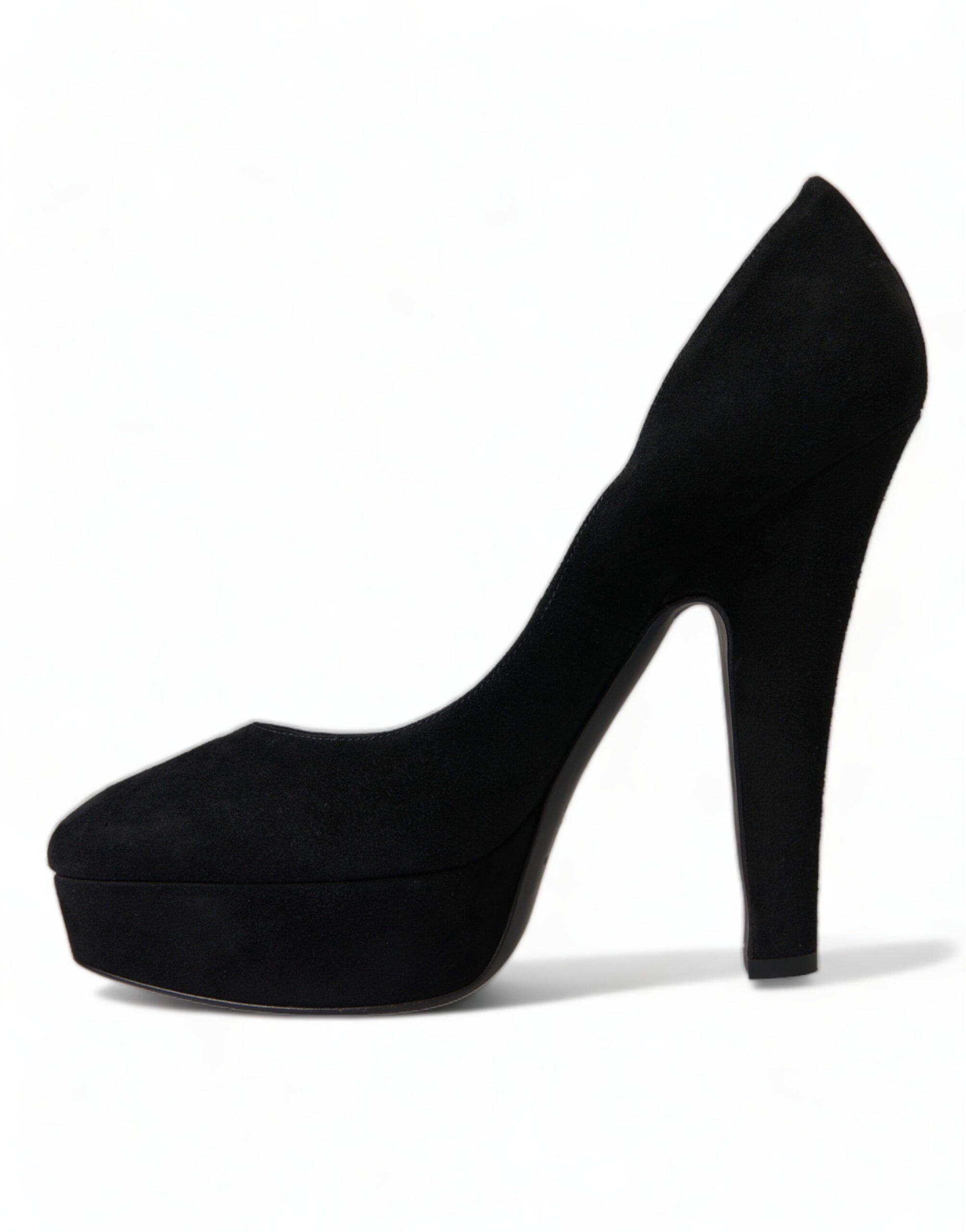 Dolce & Gabbana Black Suede Leather Platform Heel Pumps Shoes-5
