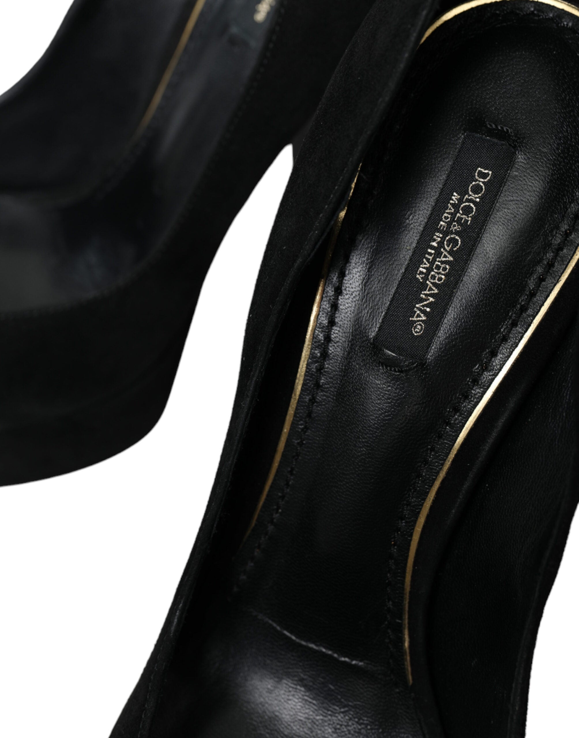 Dolce & Gabbana Black Suede Leather Platform Heel Pumps Shoes-8
