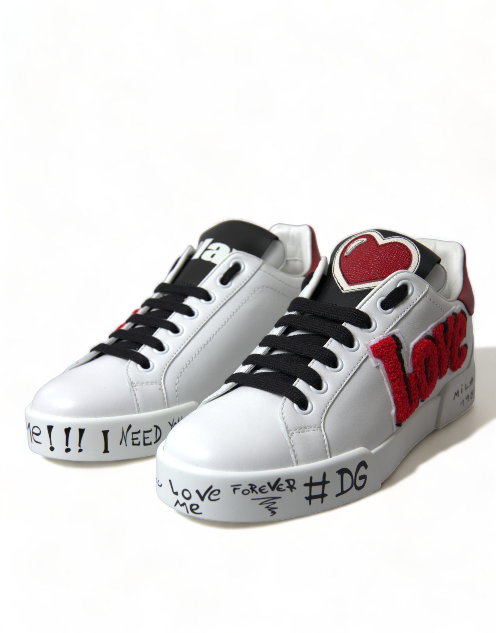Dolce & Gabbana Weiß Love Patch Portofino Klassische Turnschuhe Schuhe-3