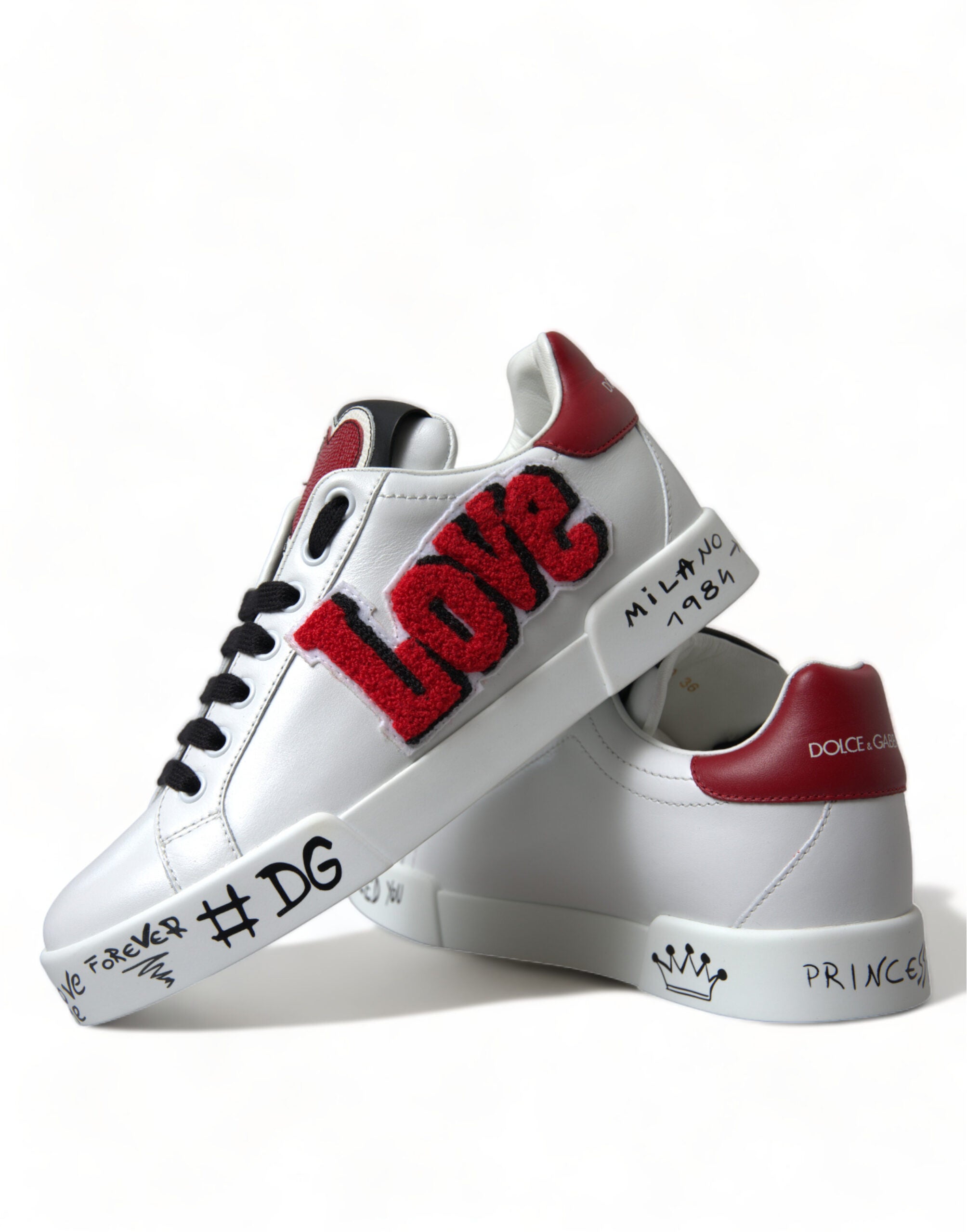 Dolce & Gabbana Weiß Love Patch Portofino Klassische Turnschuhe Schuhe-7