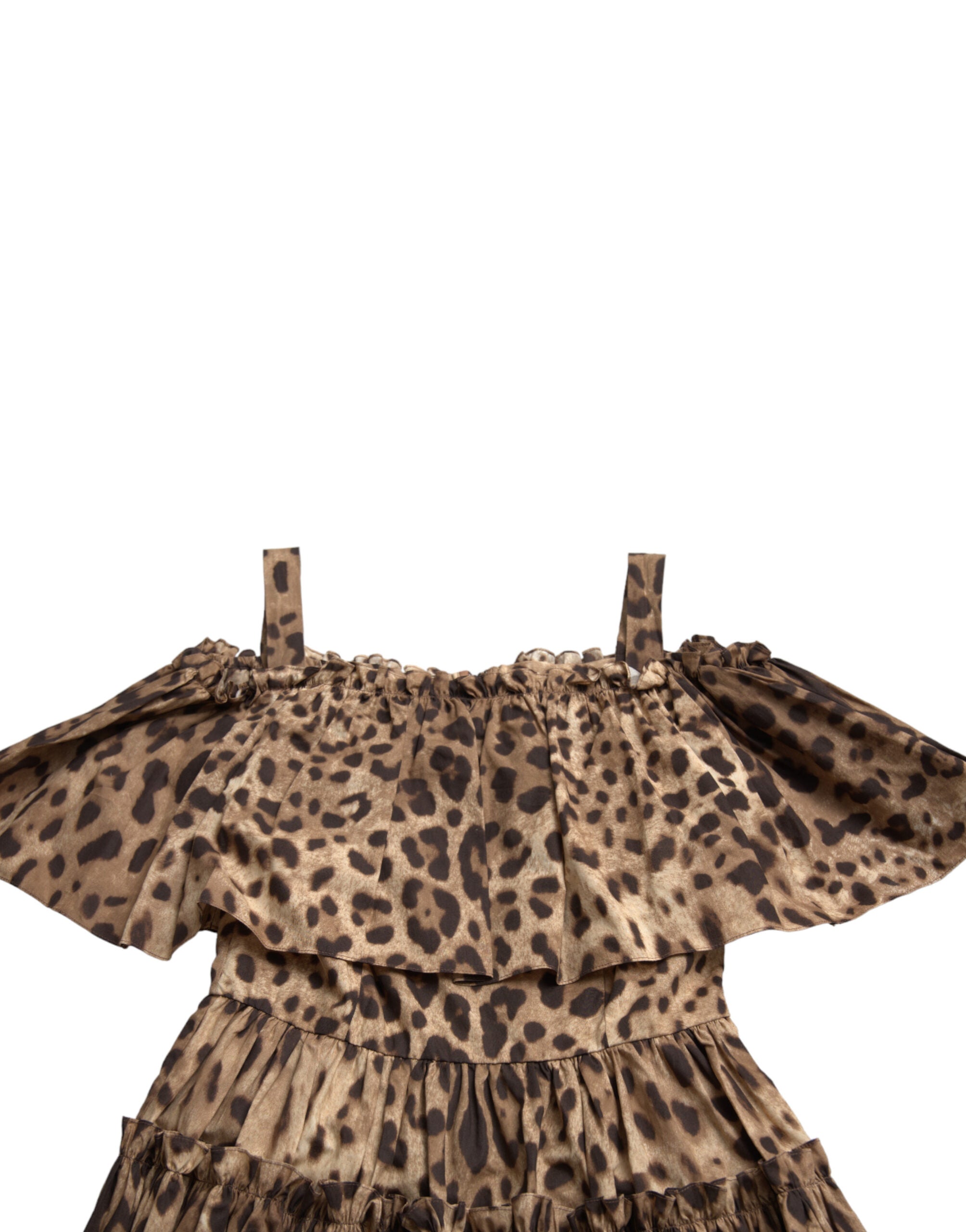 Dolce & Gabbana brown sleeveless A-line dress with leopard print-5